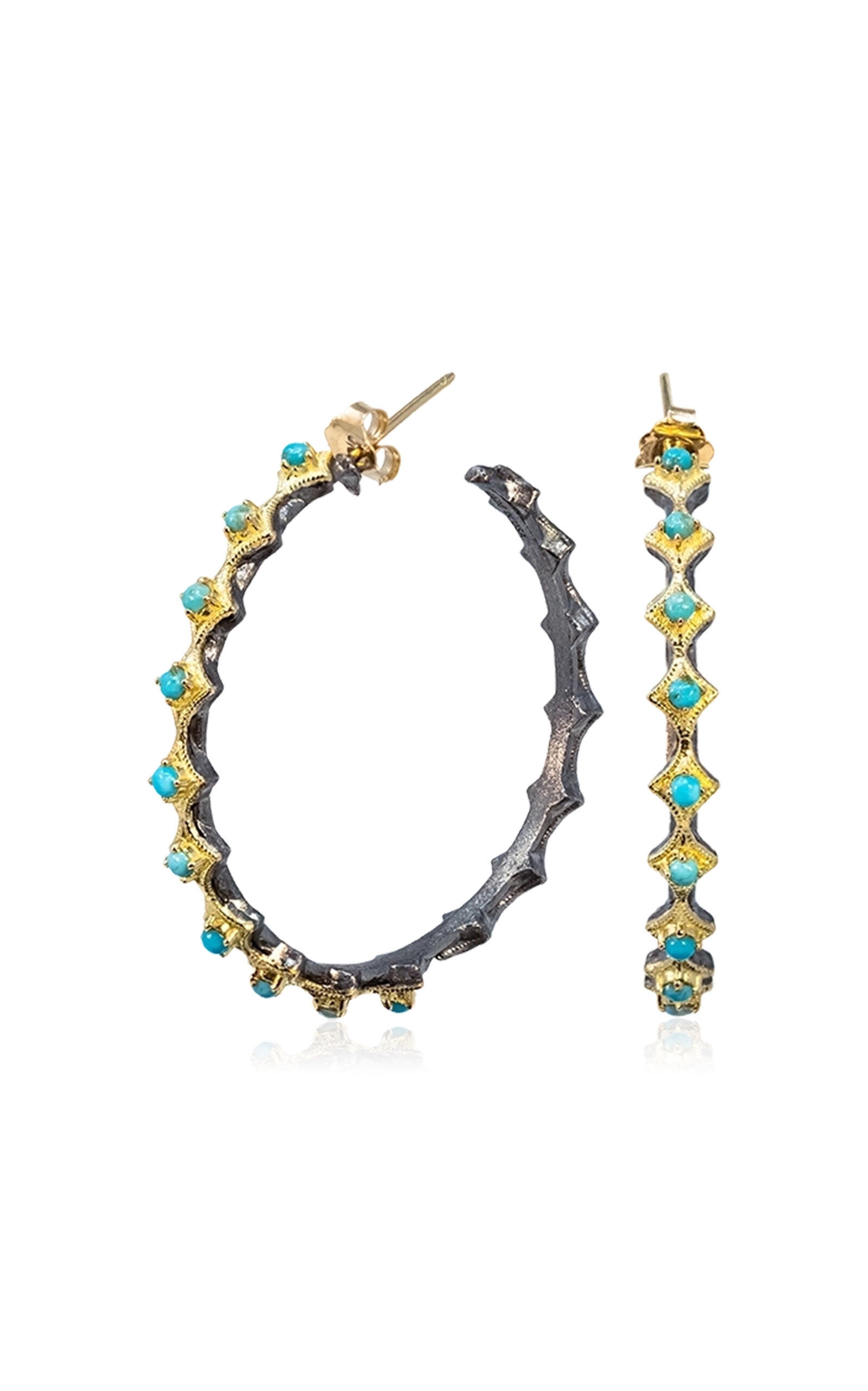Shop Armenta Crivelli Turquoise Hoop Earrings In Gold