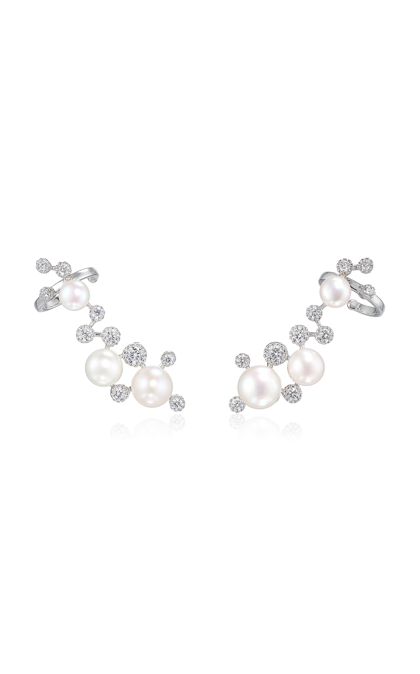 Shop Anabela Chan 18k White Gold Vermeil Constellation Pearl Ear Cuffs