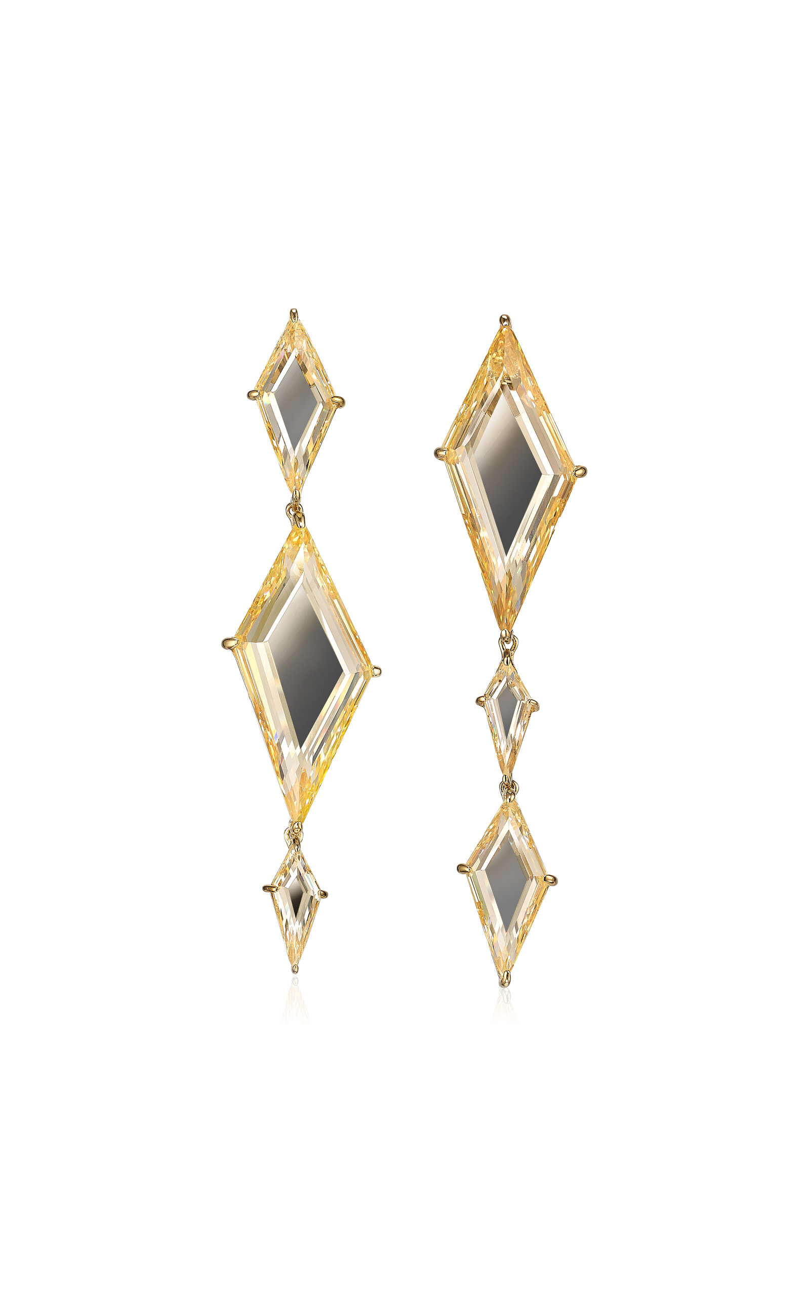 Shop Anabela Chan 18k Yellow Gold Vermeil Canary Trinity's Shatter Earrings In White