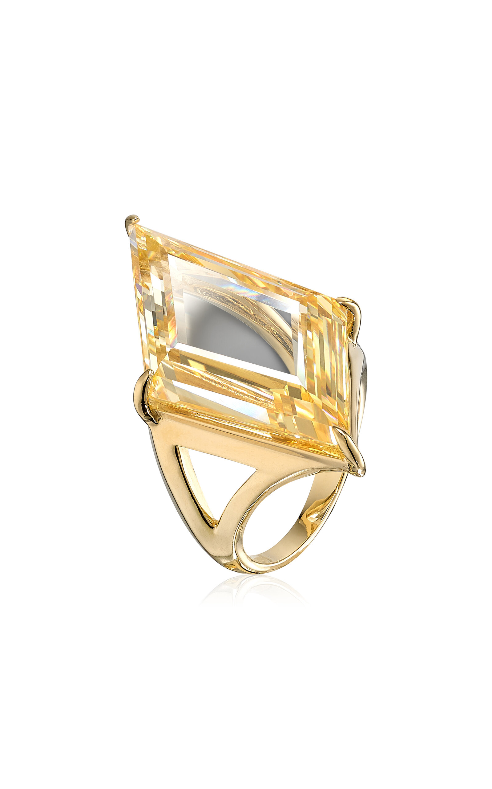 Shop Anabela Chan 18k Yellow Gold Vermeil Canary Trinity's Shard Ring In White