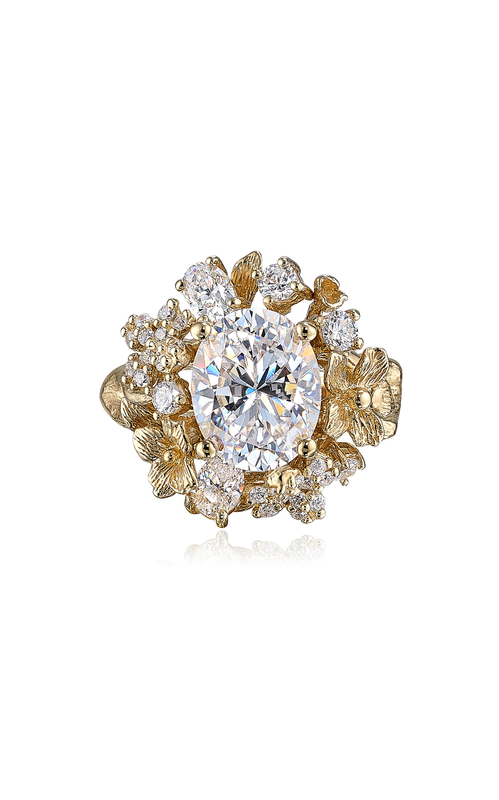 Shop Anabela Chan 18k Yellow Gold Vermeil Golden Posy Diamond Ring In White