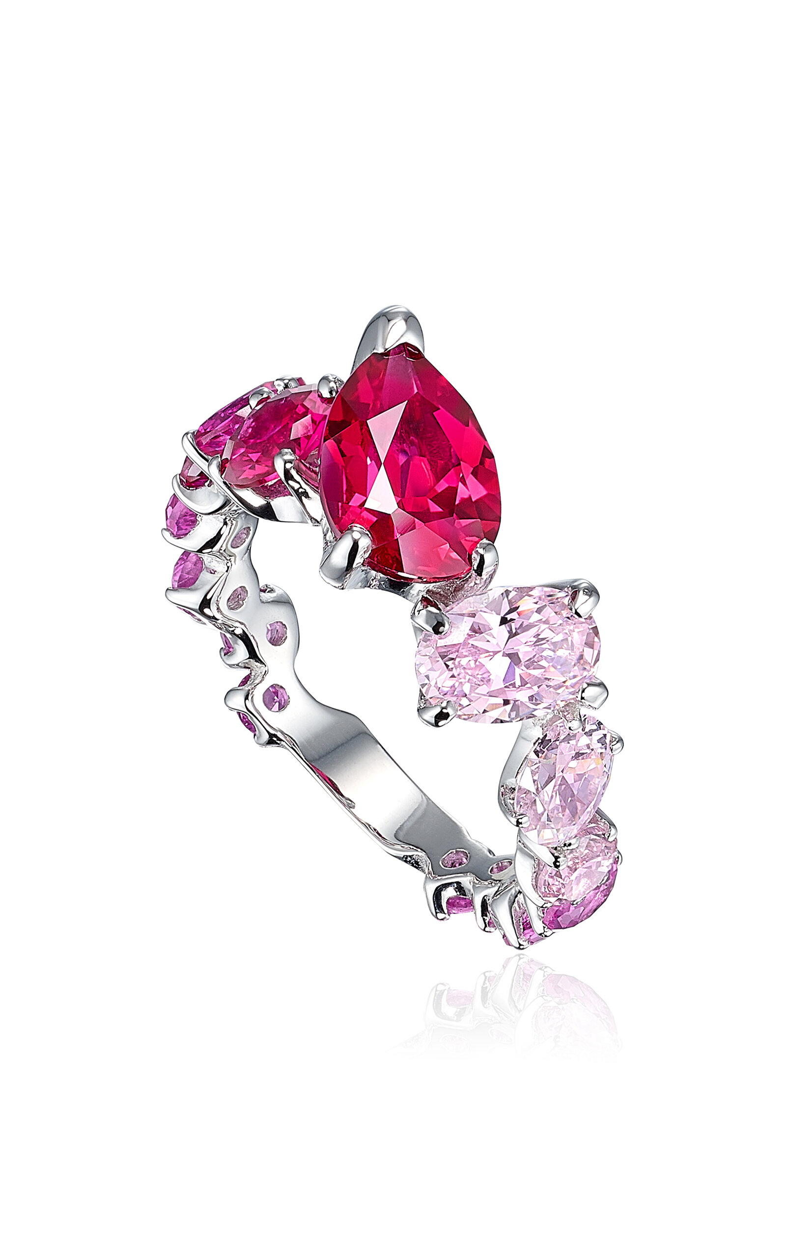 Shop Anabela Chan 18k White Gold Ruby Ombré Nova Starburst Ring In Multi
