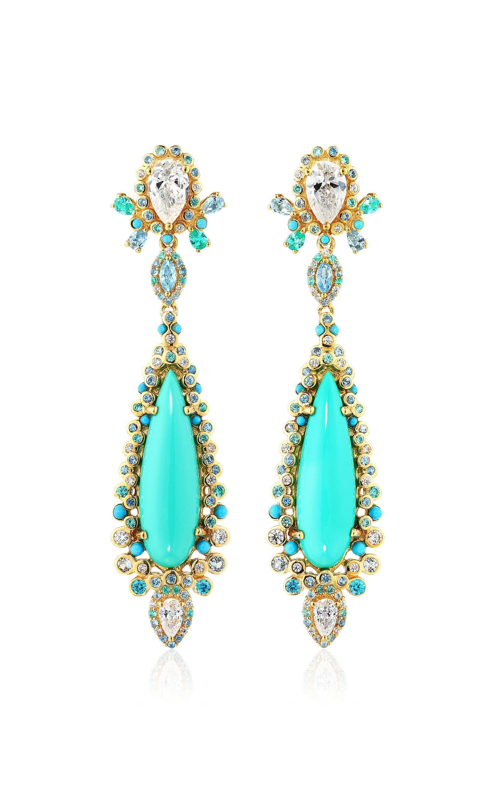 Shop Anabela Chan 18k Yellow Gold Vermeil Turquoise Tigerlily Earrings