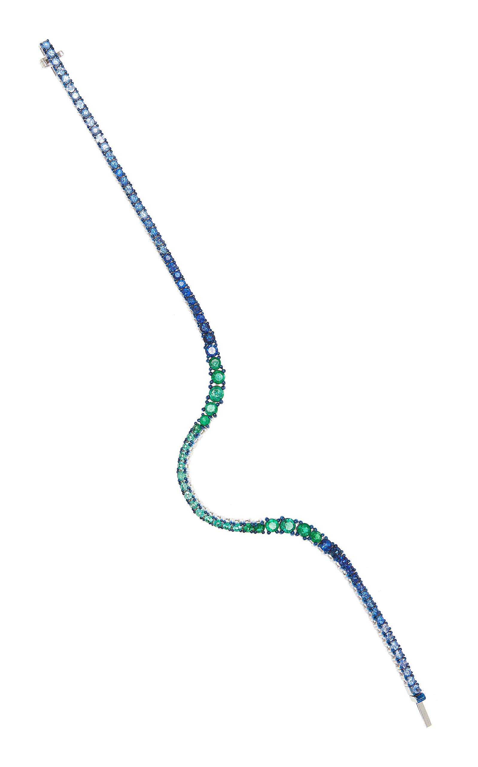 18K White Gold Emerald; And Sapphire Bracelet