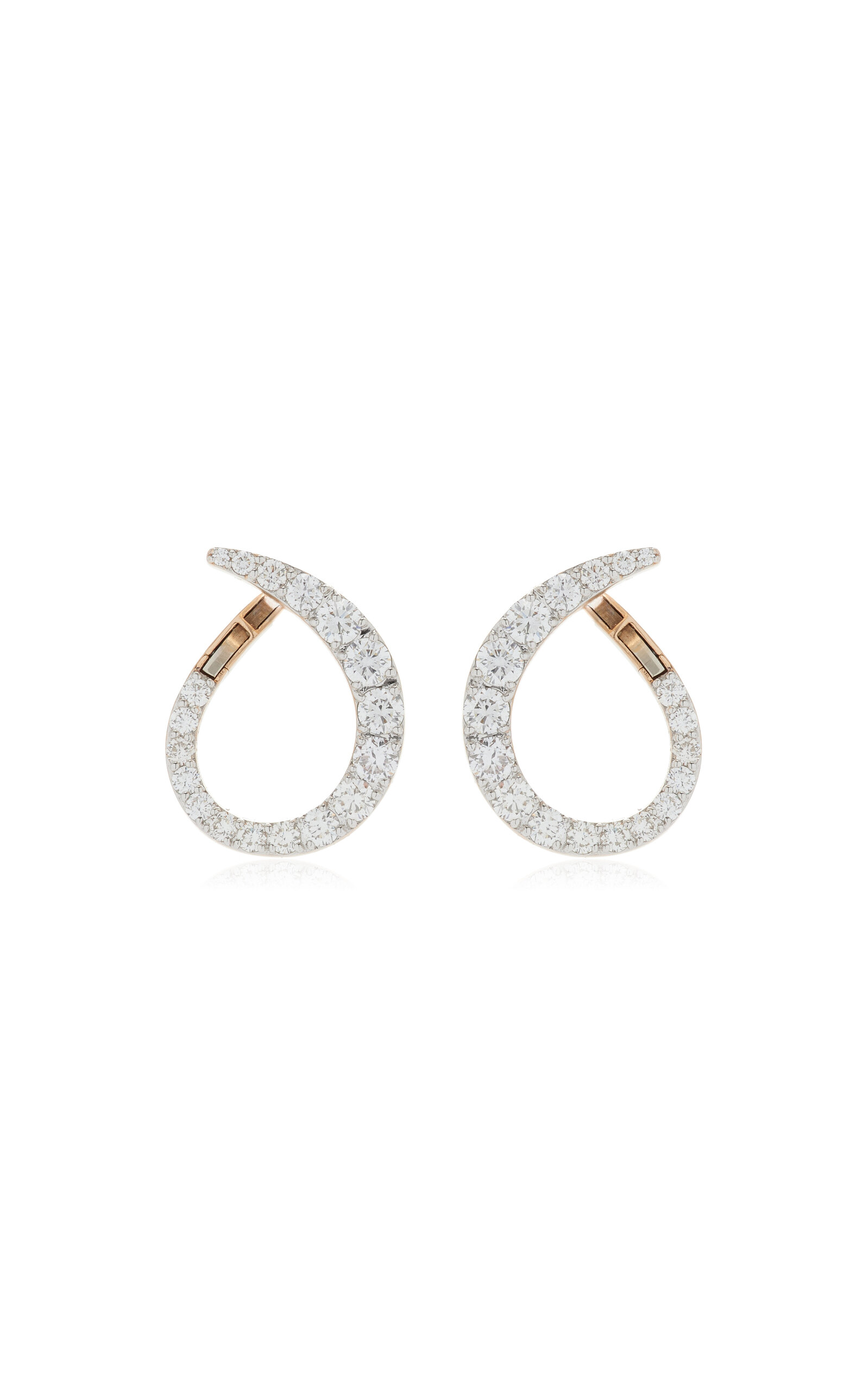 Marie Mas Grand Radiant 18k Rose Gold Diamond Hoop Earrings In White