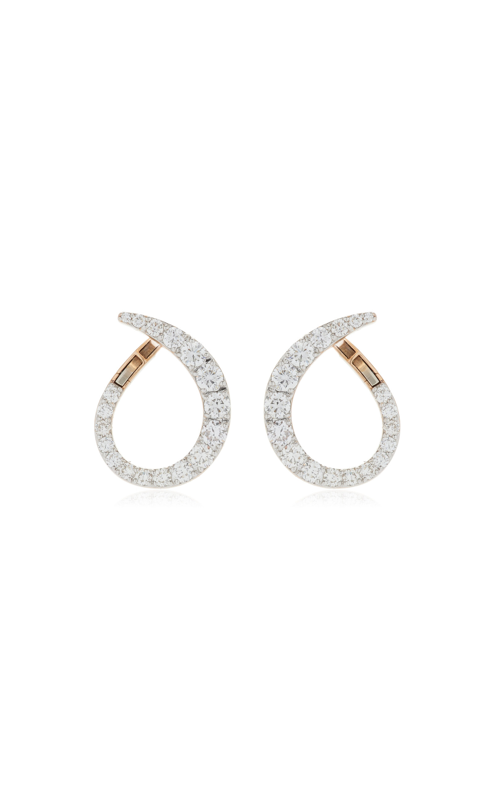 Shop Marie Mas Grand Radiant 18k Rose Gold Diamond Hoop Earrings In Pink