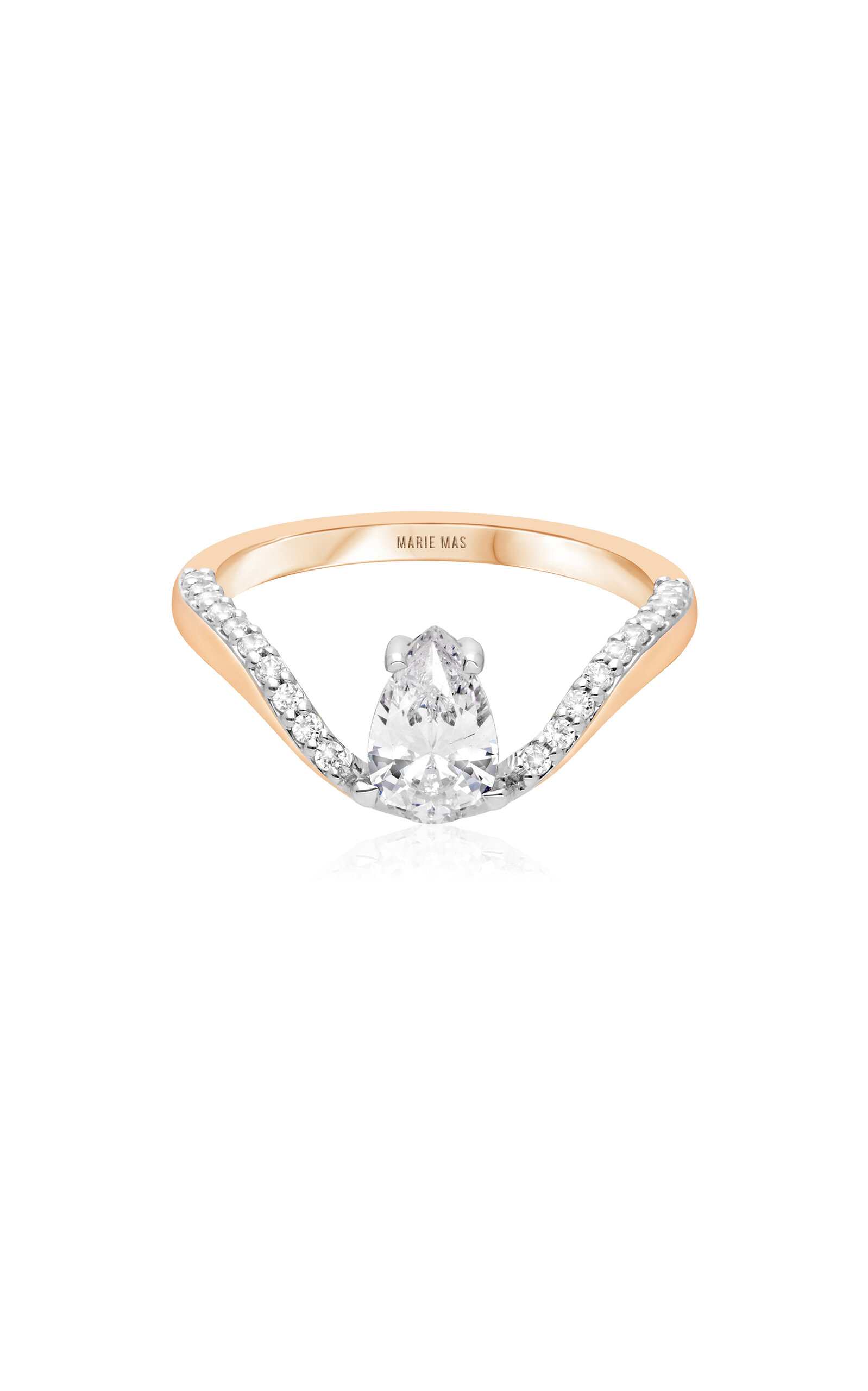 Shop Marie Mas Halo 18k Rose Gold Diamond Ring In Pink