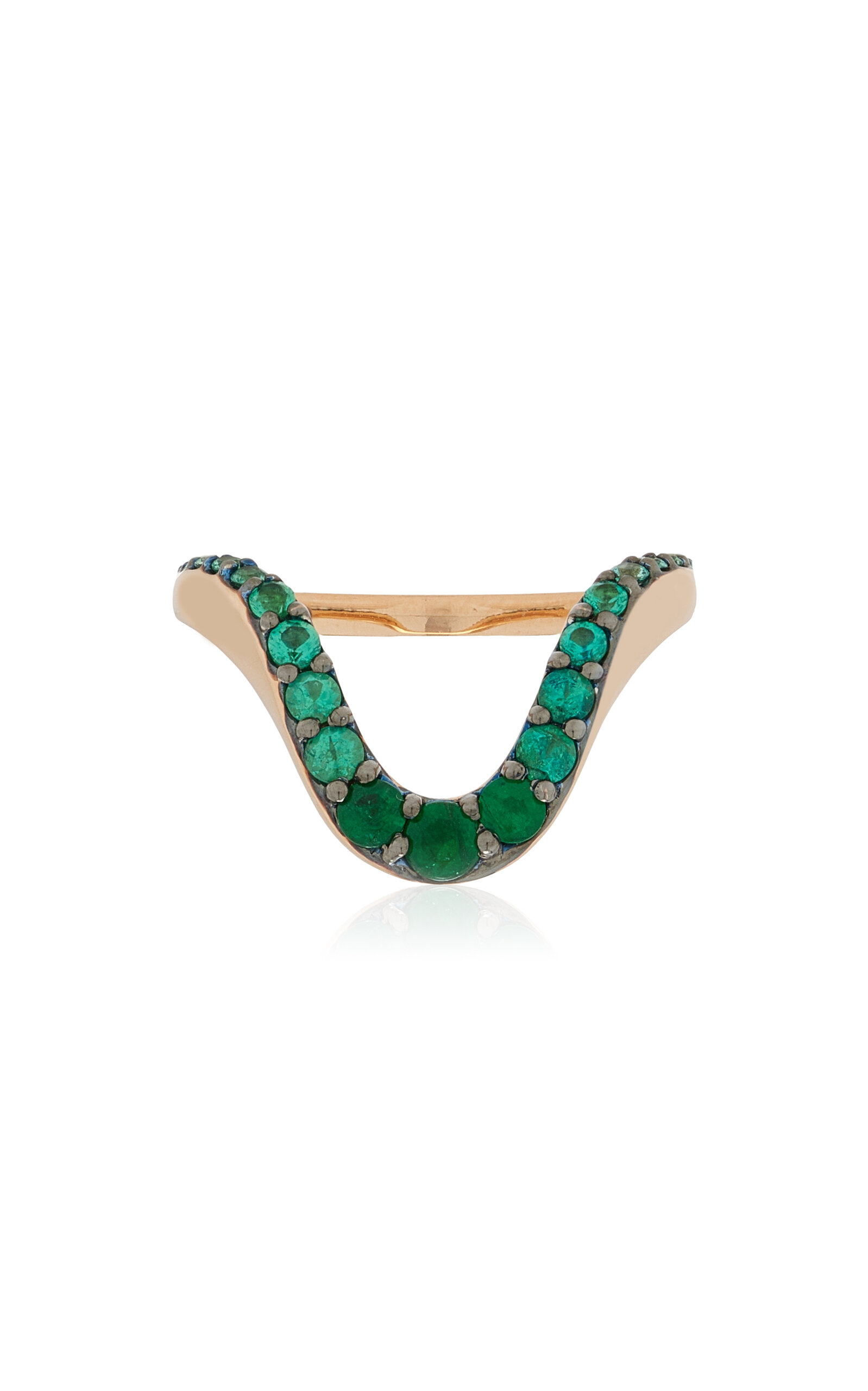 Marie Mas 18k Rose Gold Emerald Ring In Green