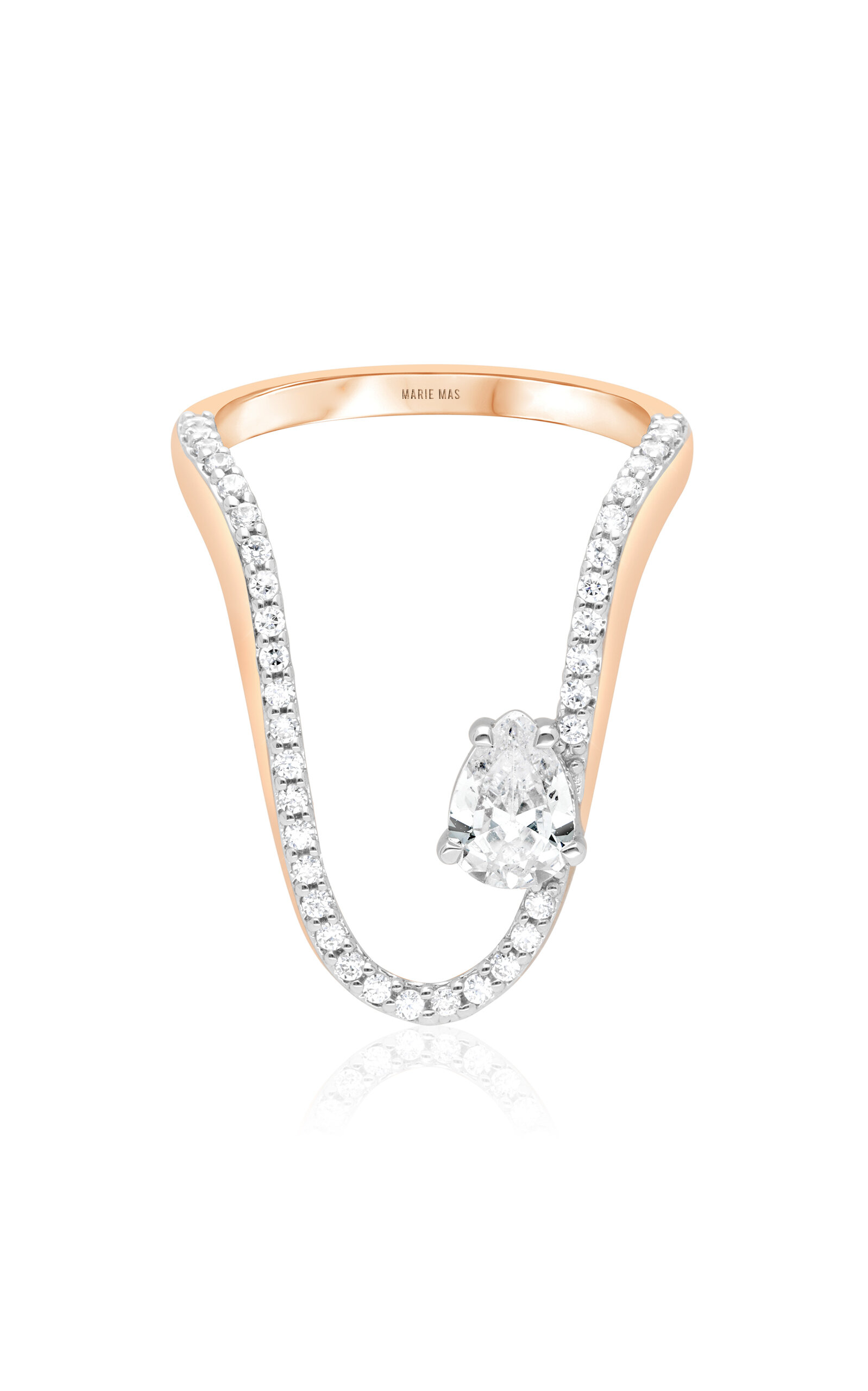 Shop Marie Mas Radiant 18k Rose Gold Diamond Ring In Pink