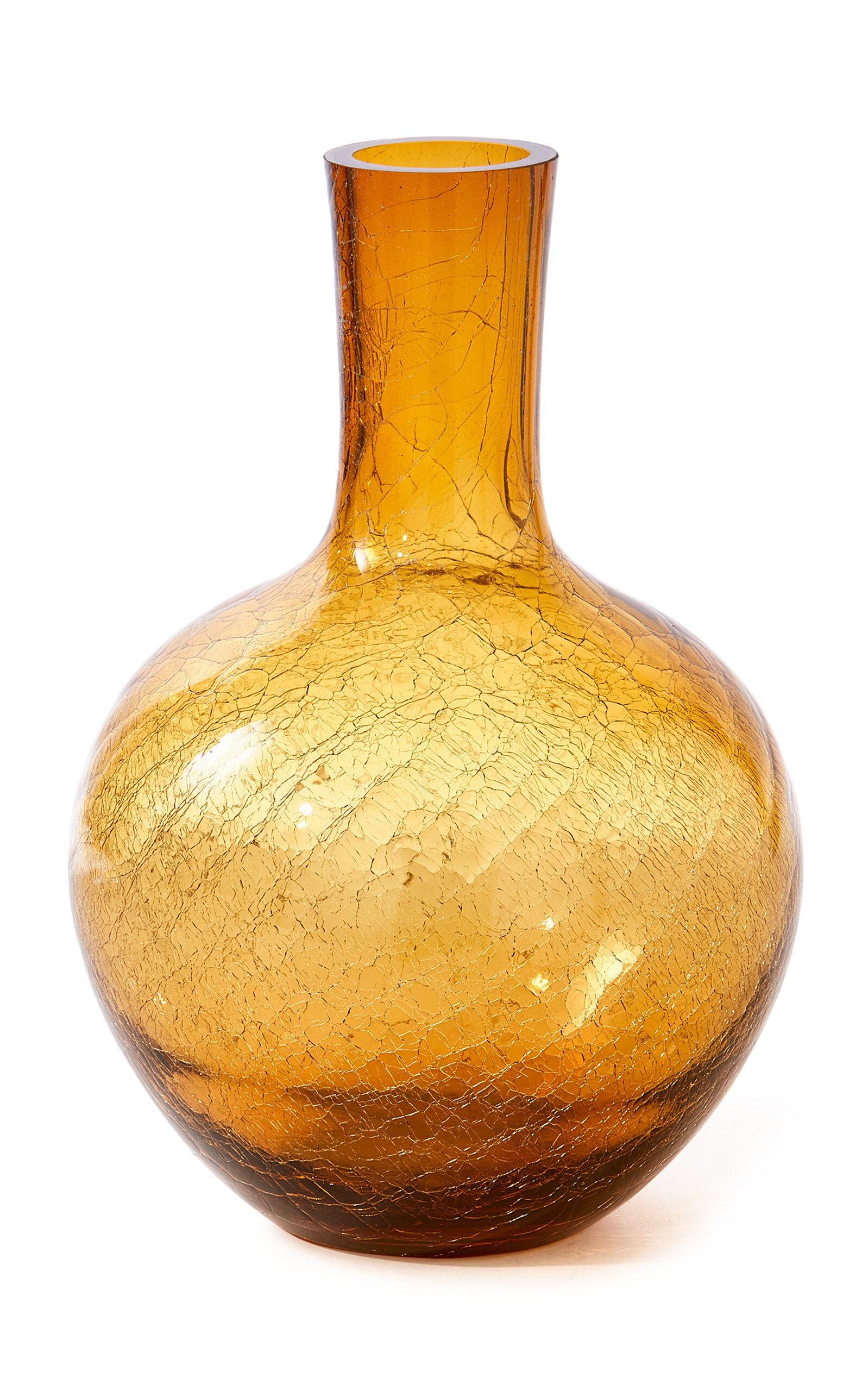 Shop Polspotten Large Cracked Glass Vase In Yellow