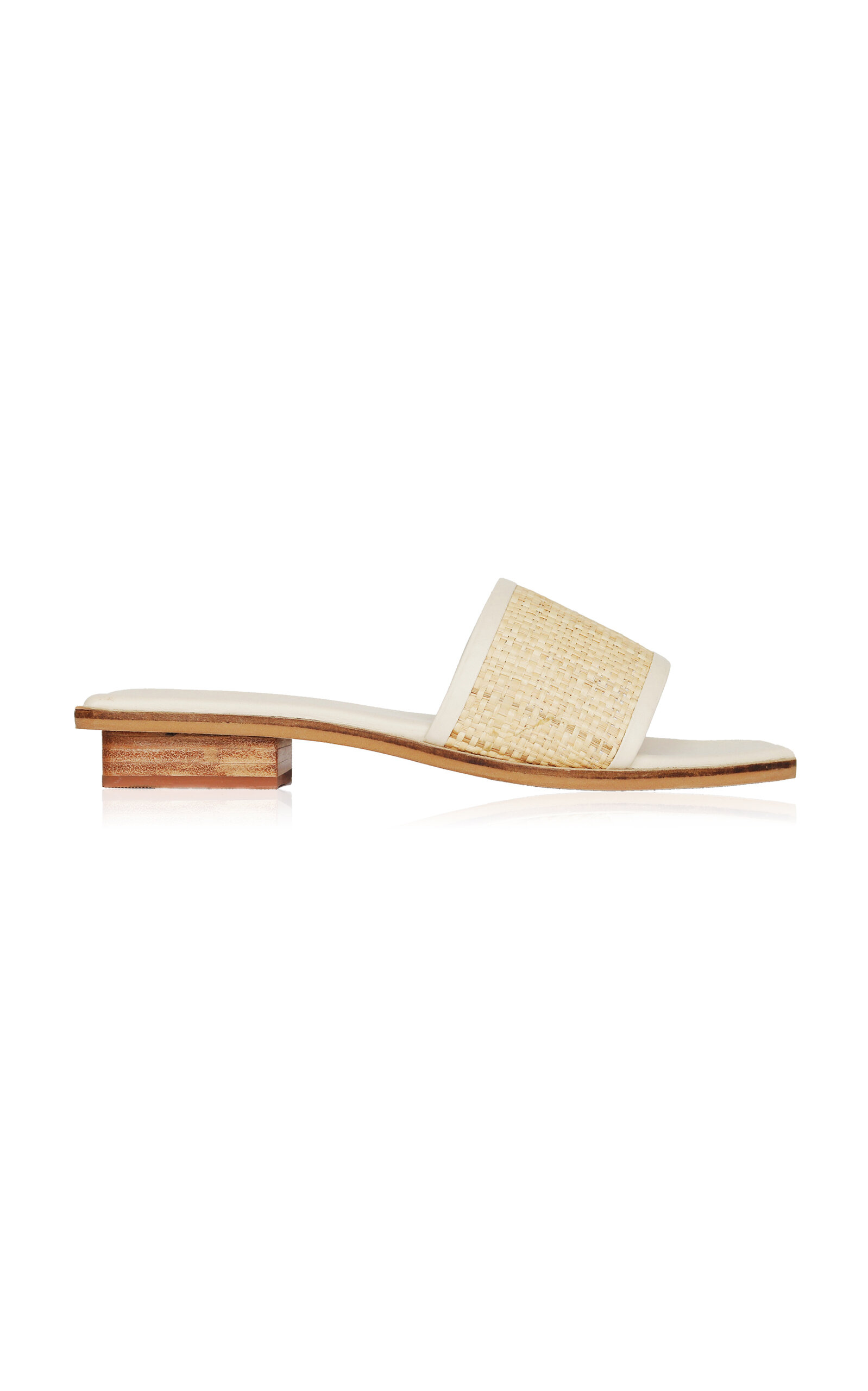Ona Leather-Trimmed Raffia Slides