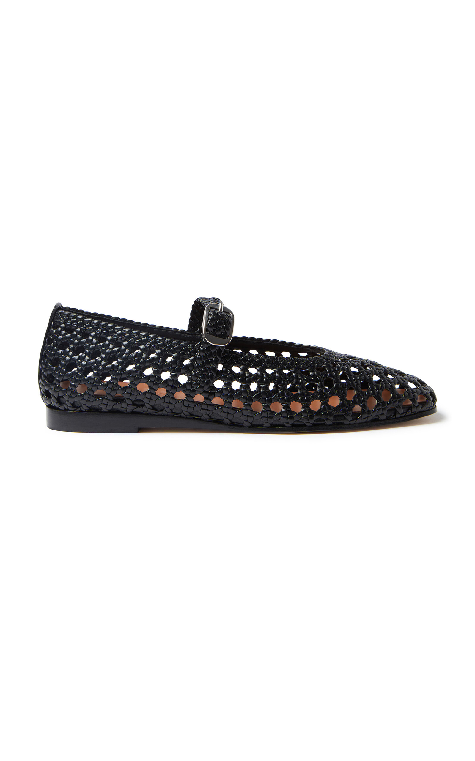 Woven Leather Mary Jane Flats