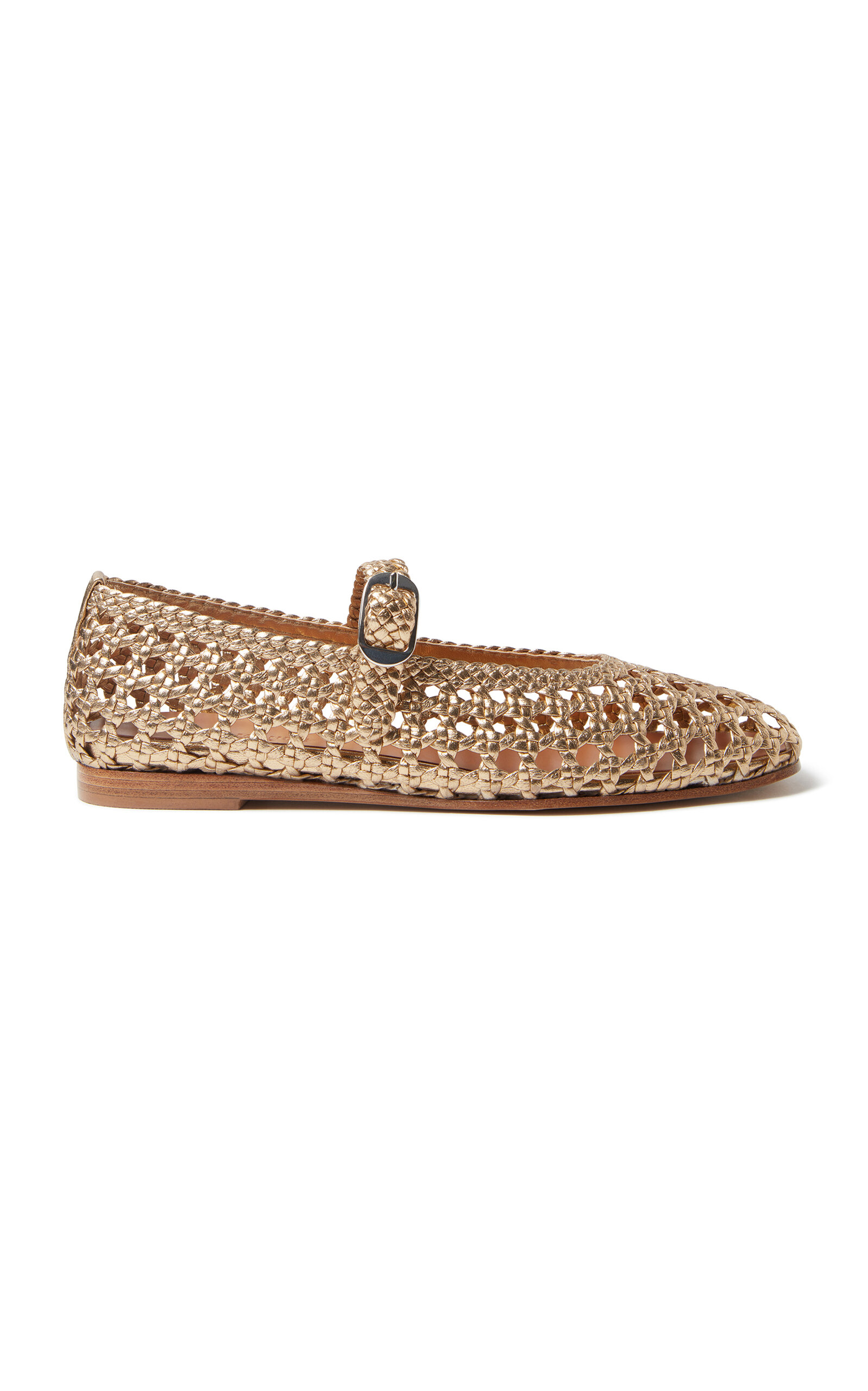 Le Monde Béryl Woven Leather Mary Jane Flats - Gold