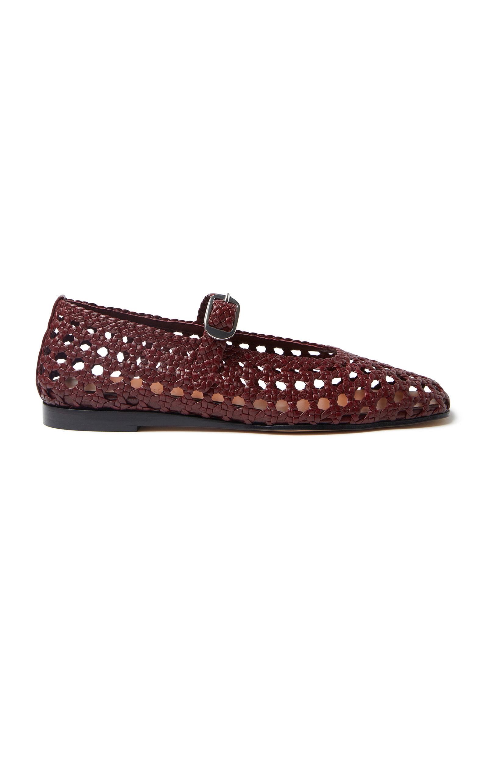 Woven Leather Mary Jane Flats