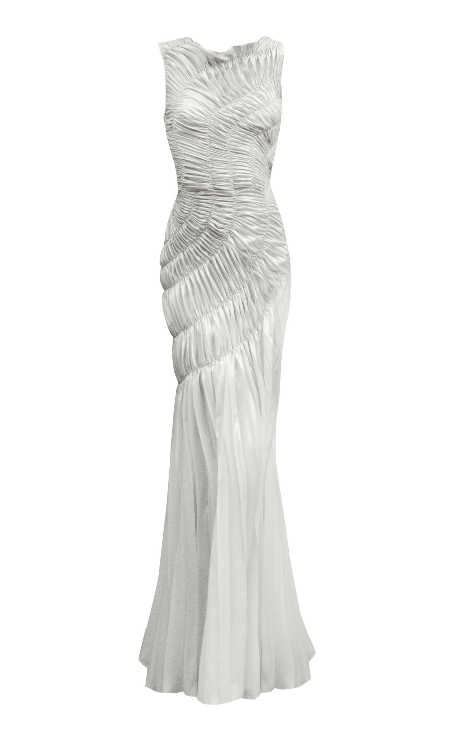 GEORGIA HARDINGE Fossil Shirred Metallic Chiffon Maxi Dress - Ivory