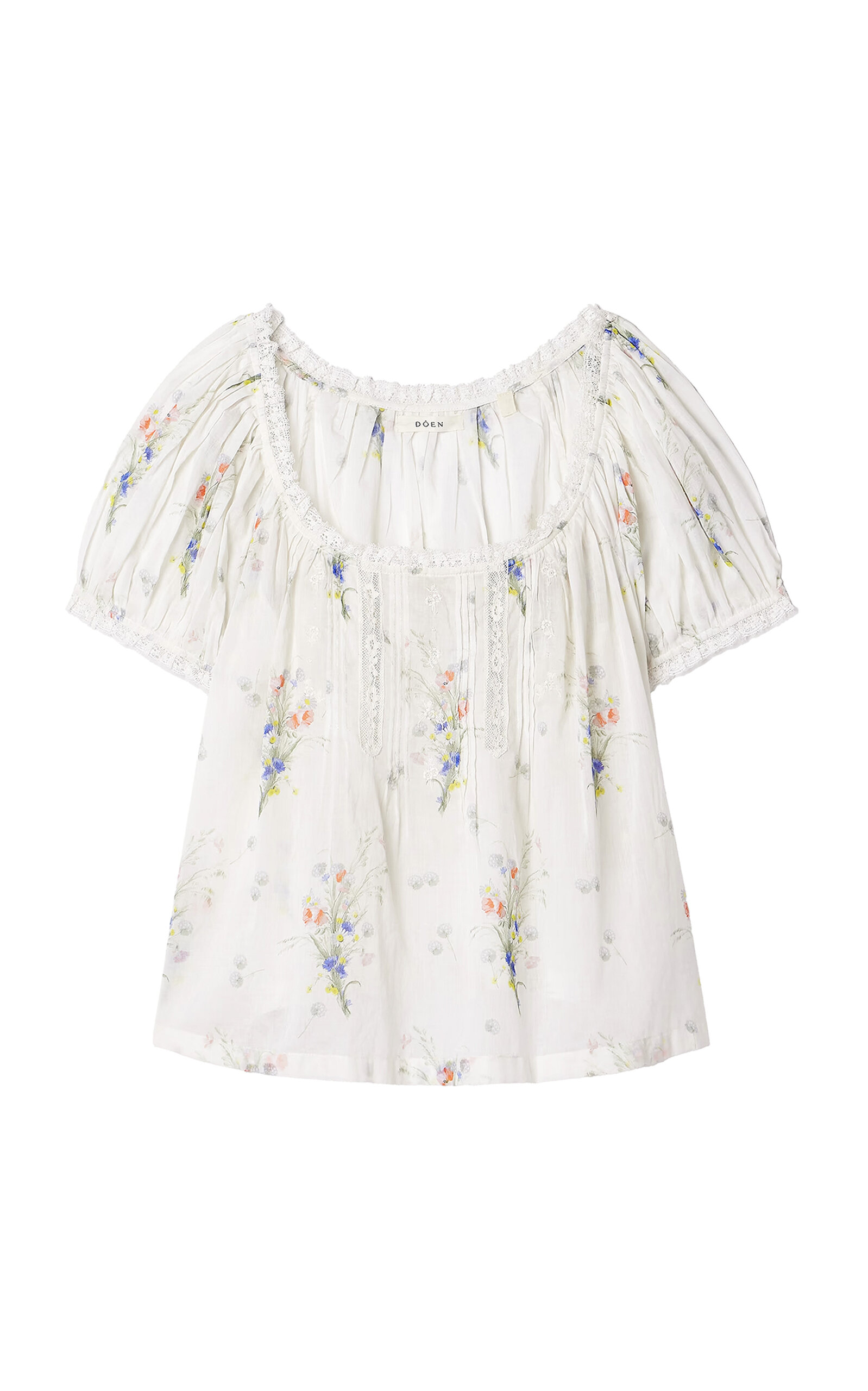 Shop Doen Frederica Embroidered Organic Cotton Top In Floral