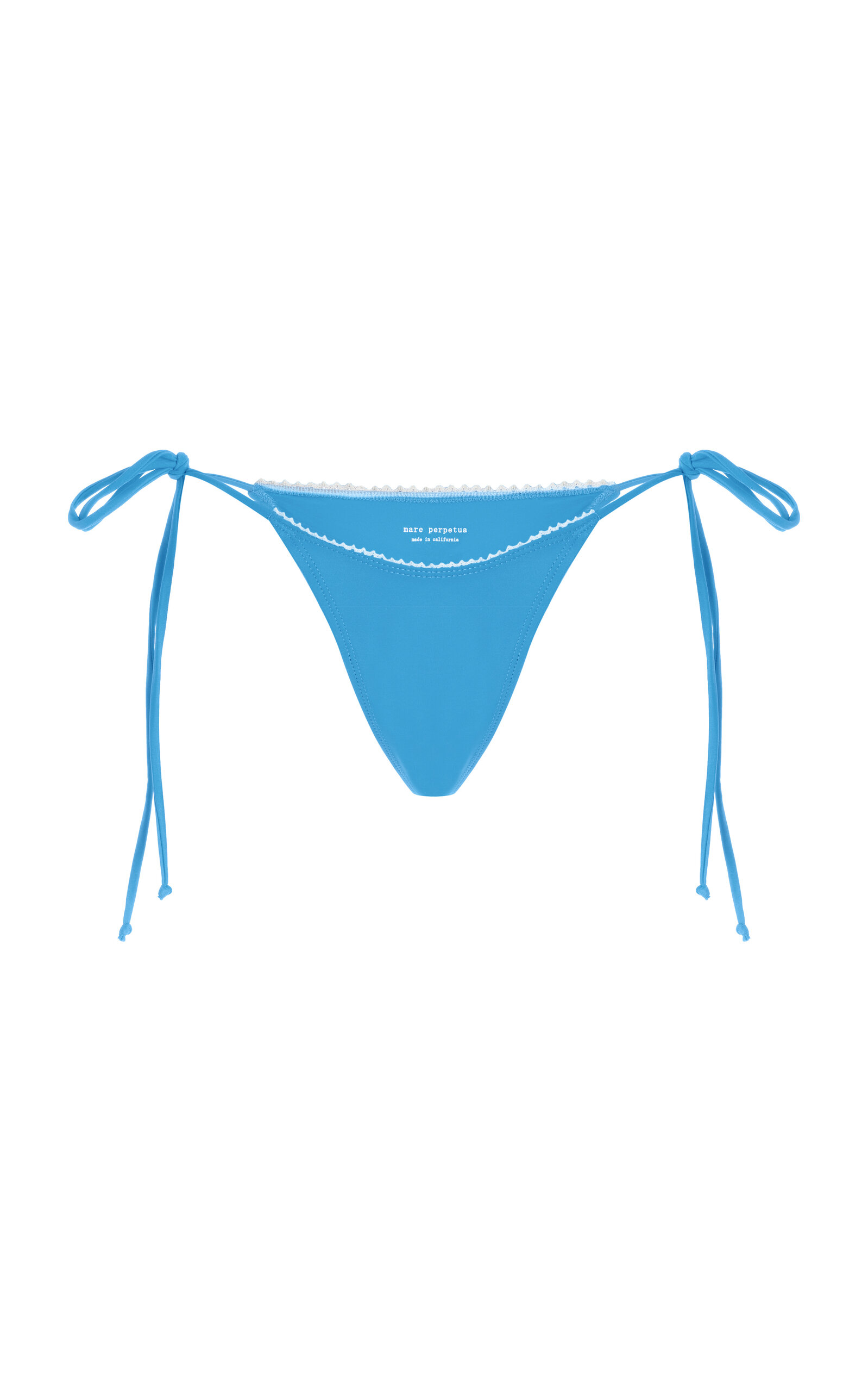 Mare Perpetua The Dusk Lace-trimmed Bikini Bottom In Blue
