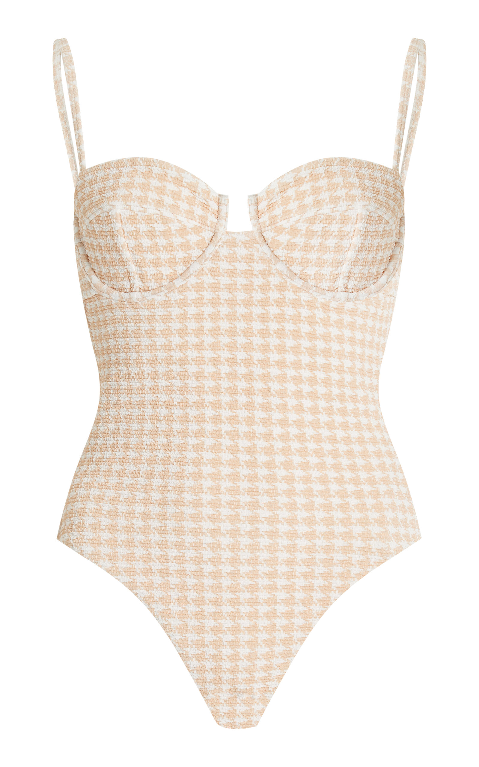 ELCE Exclusive Cindy Houndstooth Balconette One-Piece Swimsuit - Neutral