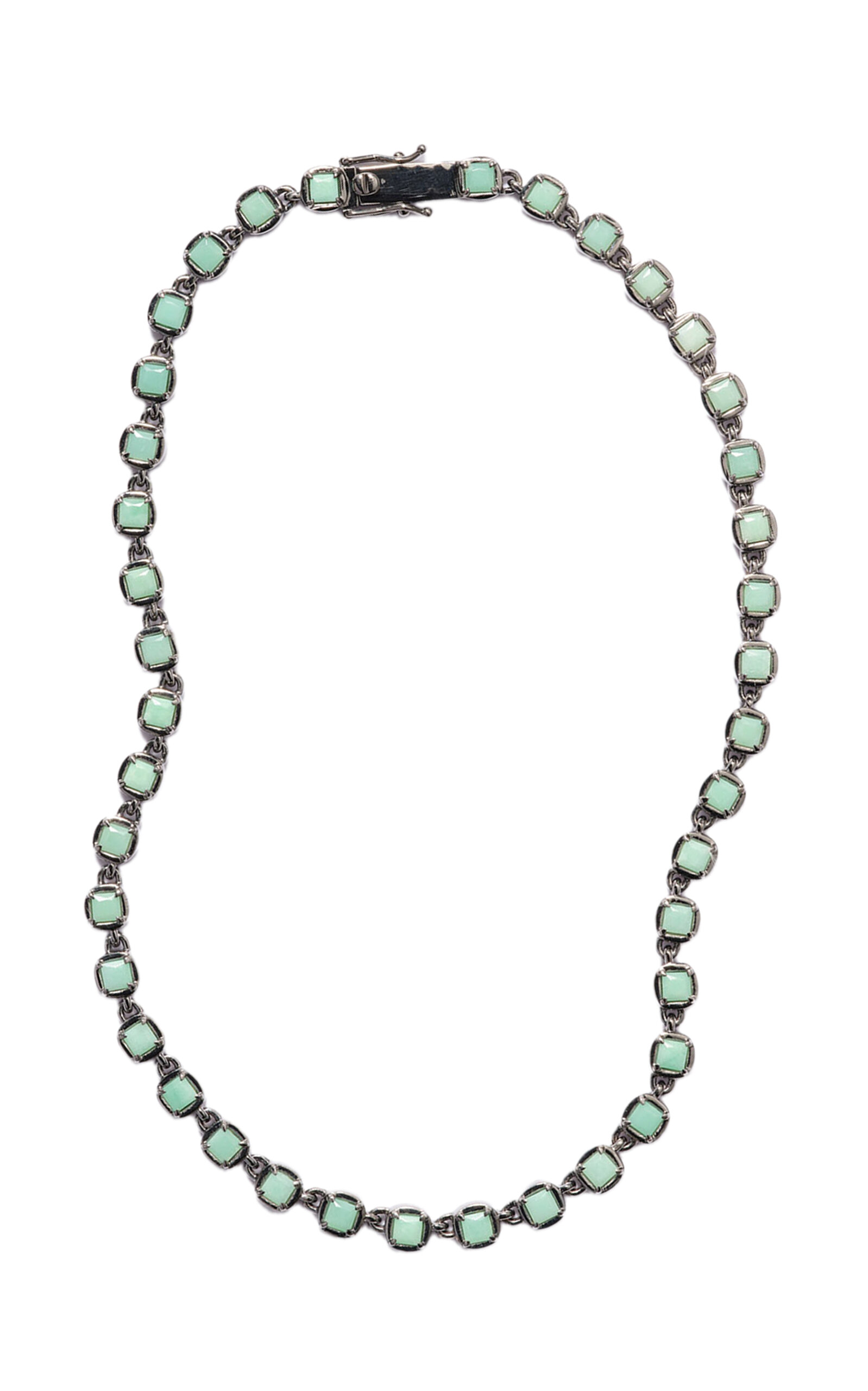 Nakard 3d Tile Chain Rivière Necklace In Chrysoprase In Blue