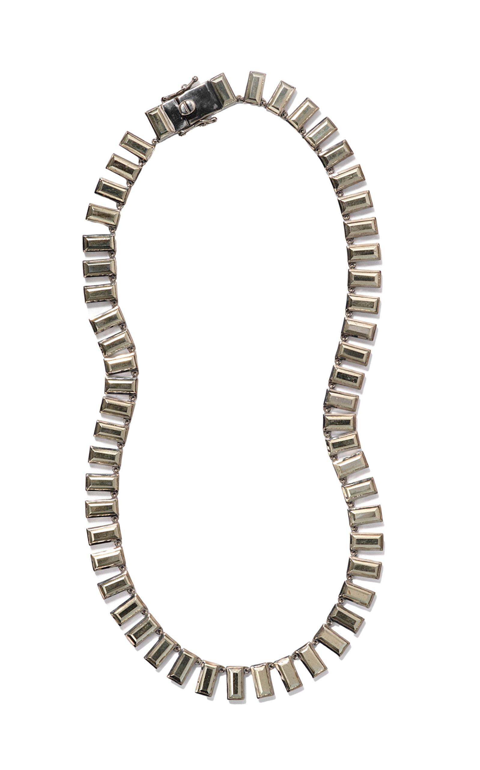 Nakard Baguette Tile Rivière Necklace In  Pyrite In Silver