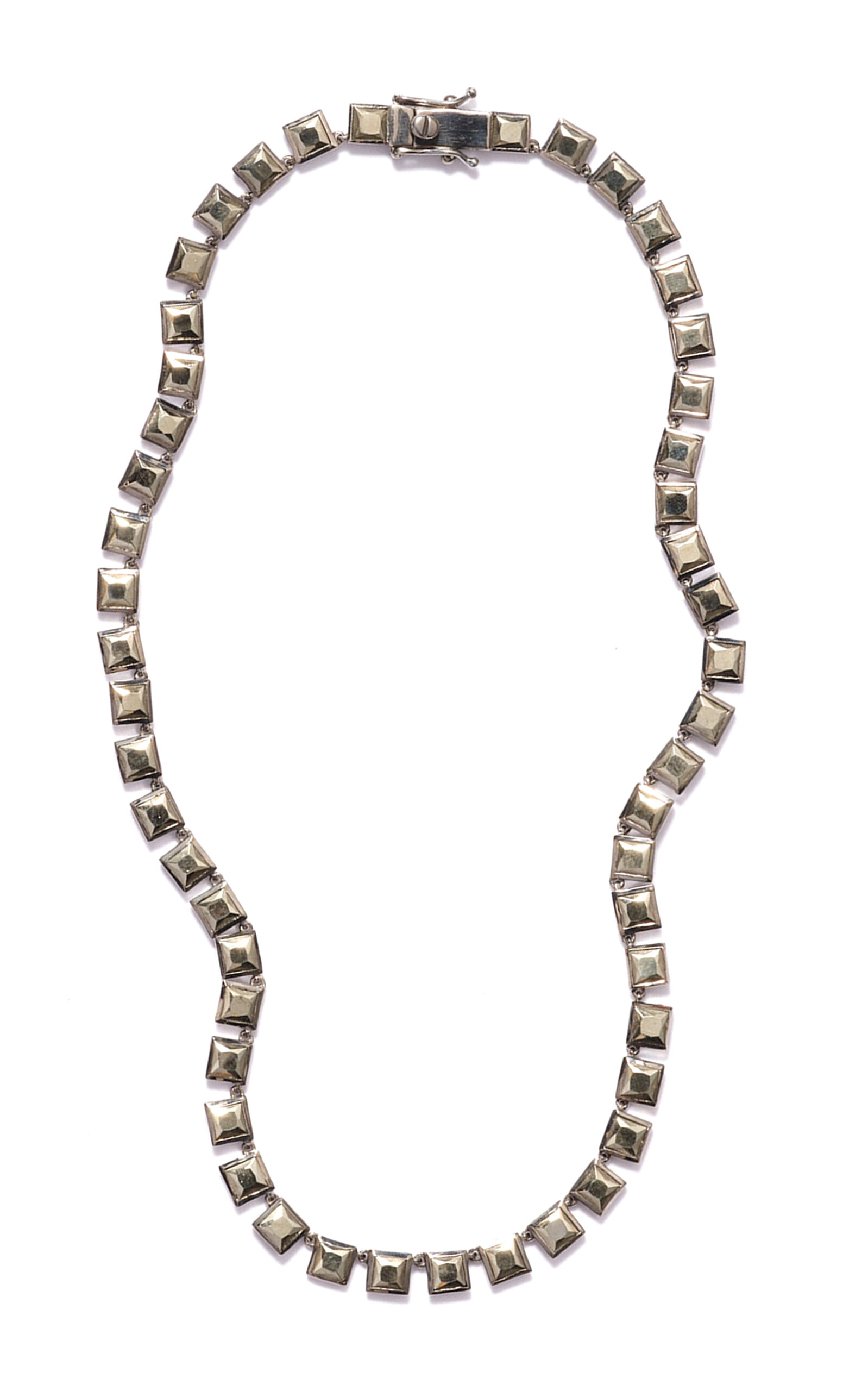 Nakard Small Tile Rivière Necklace In Pyrite In Silver