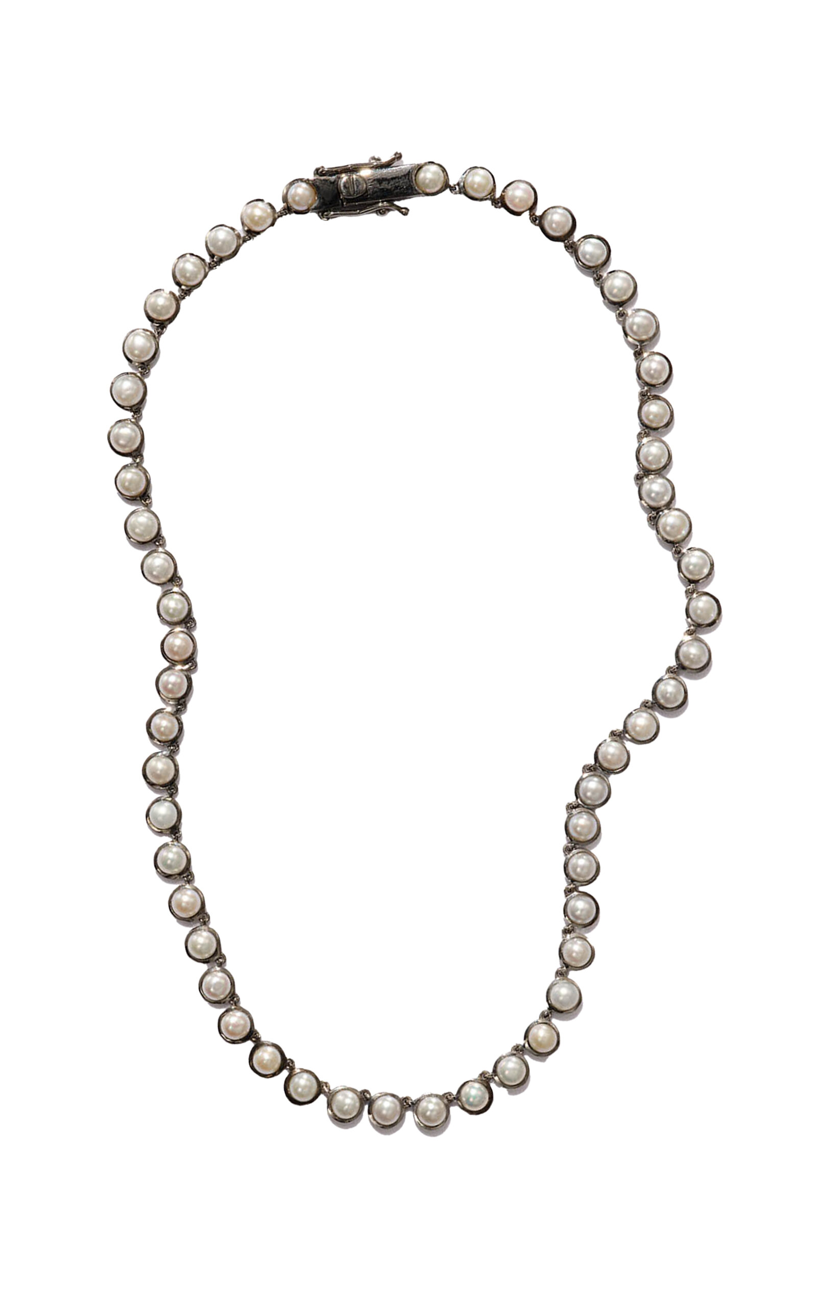 Nakard Mini Dot Rivière Necklace In White Pearl In Gray