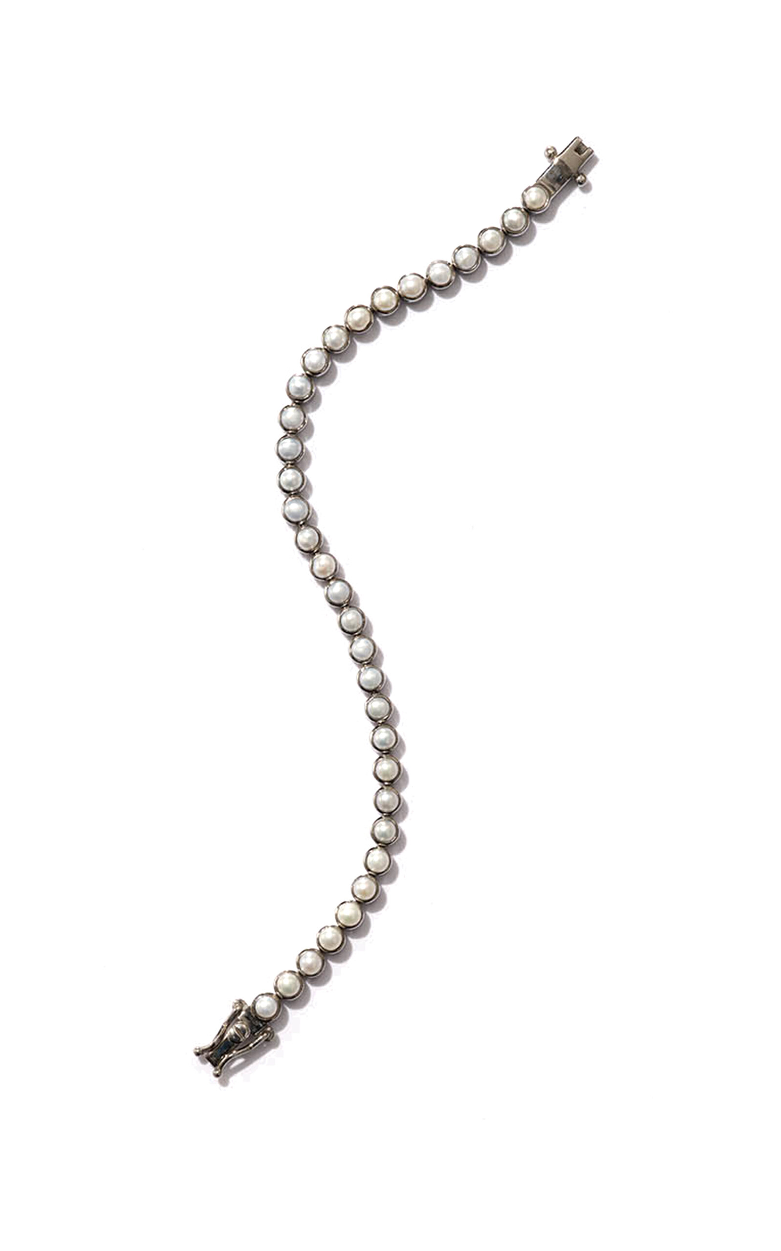 Nakard Petite Dot Tennis Bracelet In Pearl In Metallic