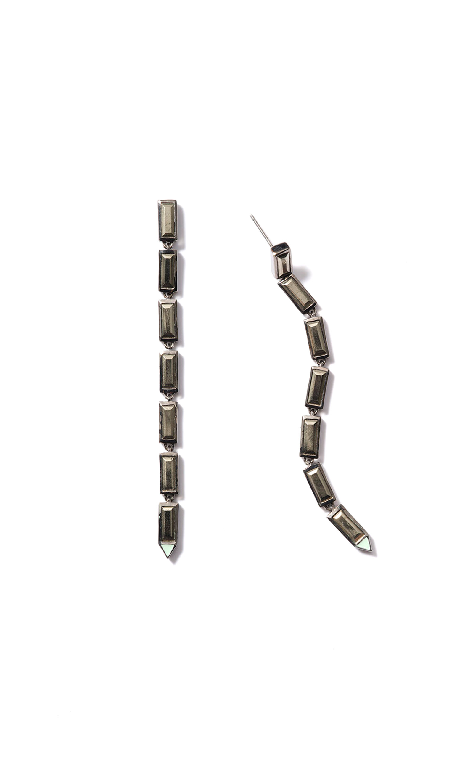 Nakard Baguette Stiletto Earrings In Pyrite In Silver