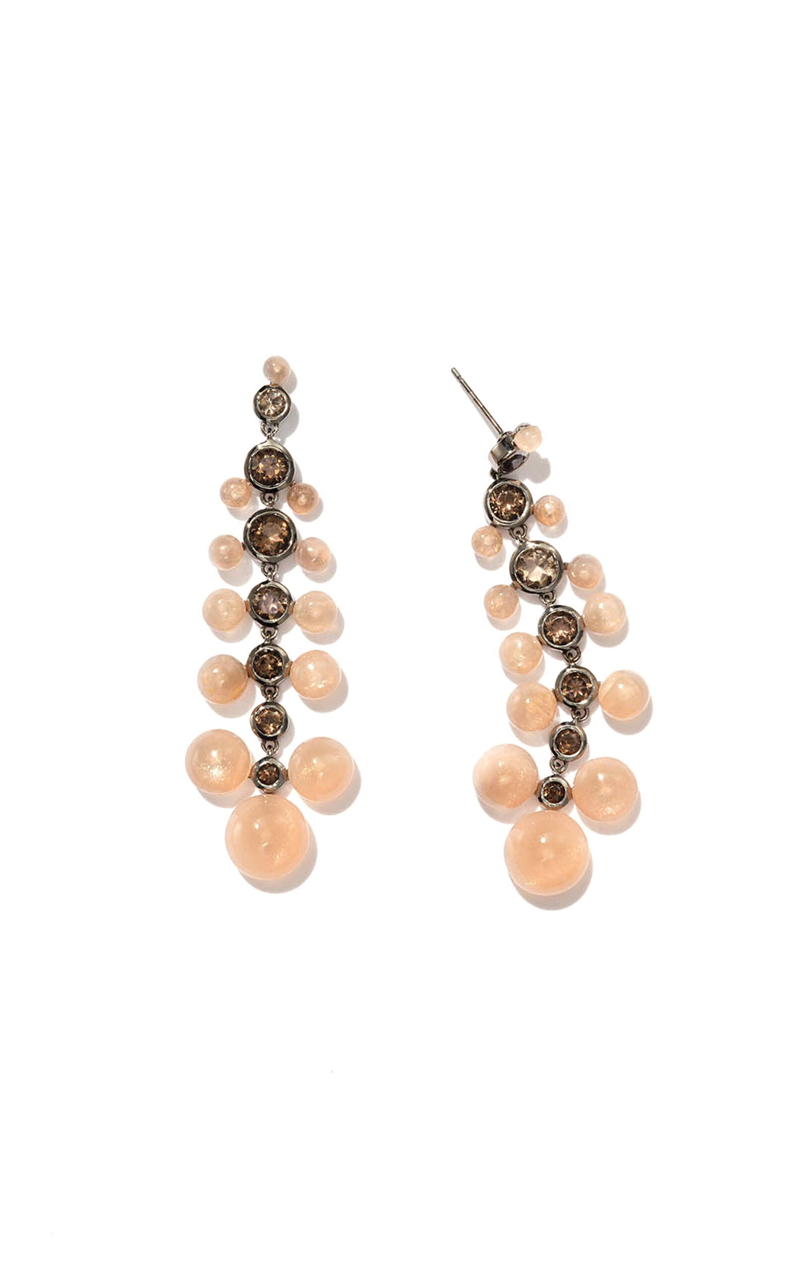 Dew Drop Earrings in Peach Moonstone