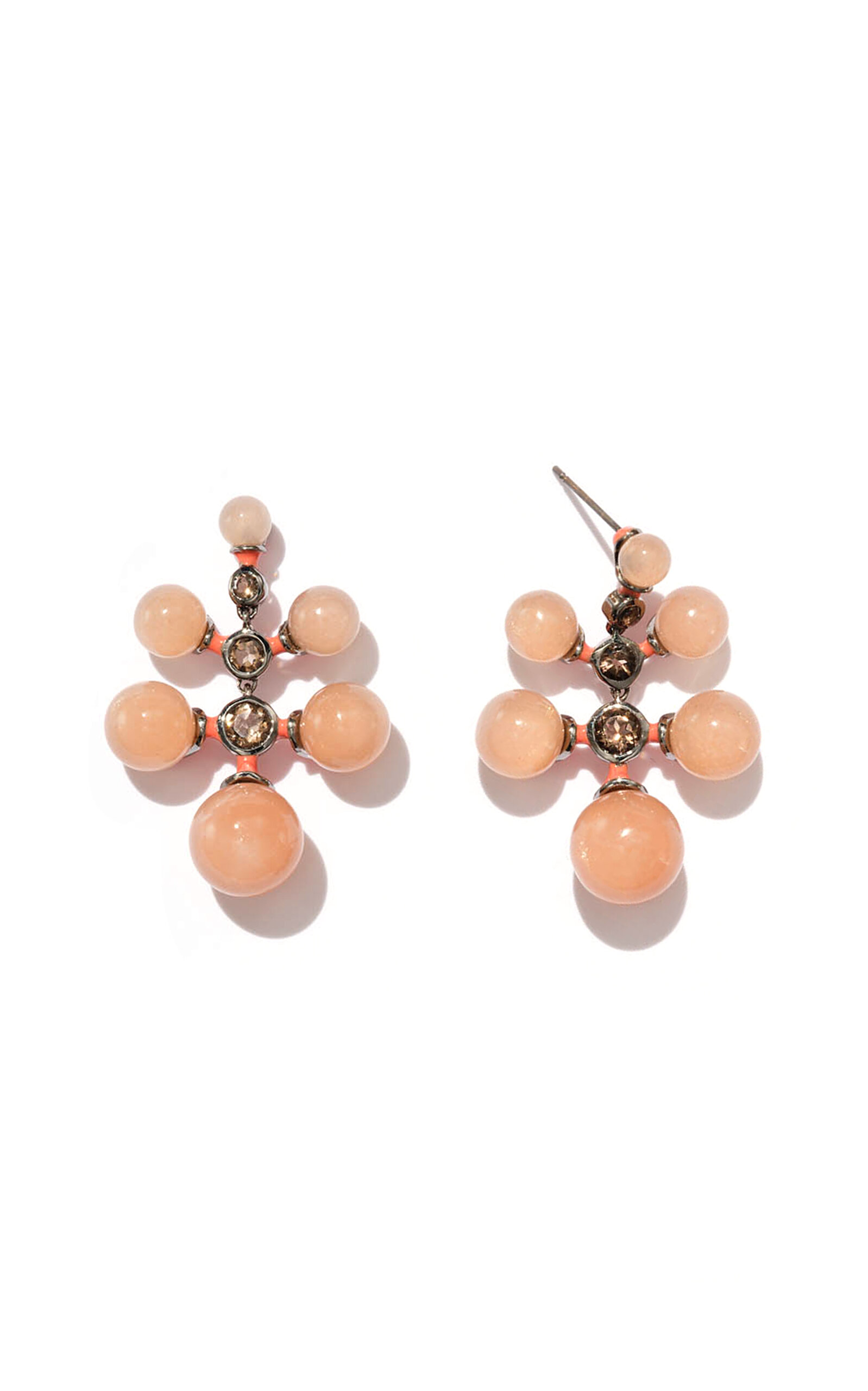 Nakard Radiant Earrings In Peach Moonstone In Orange