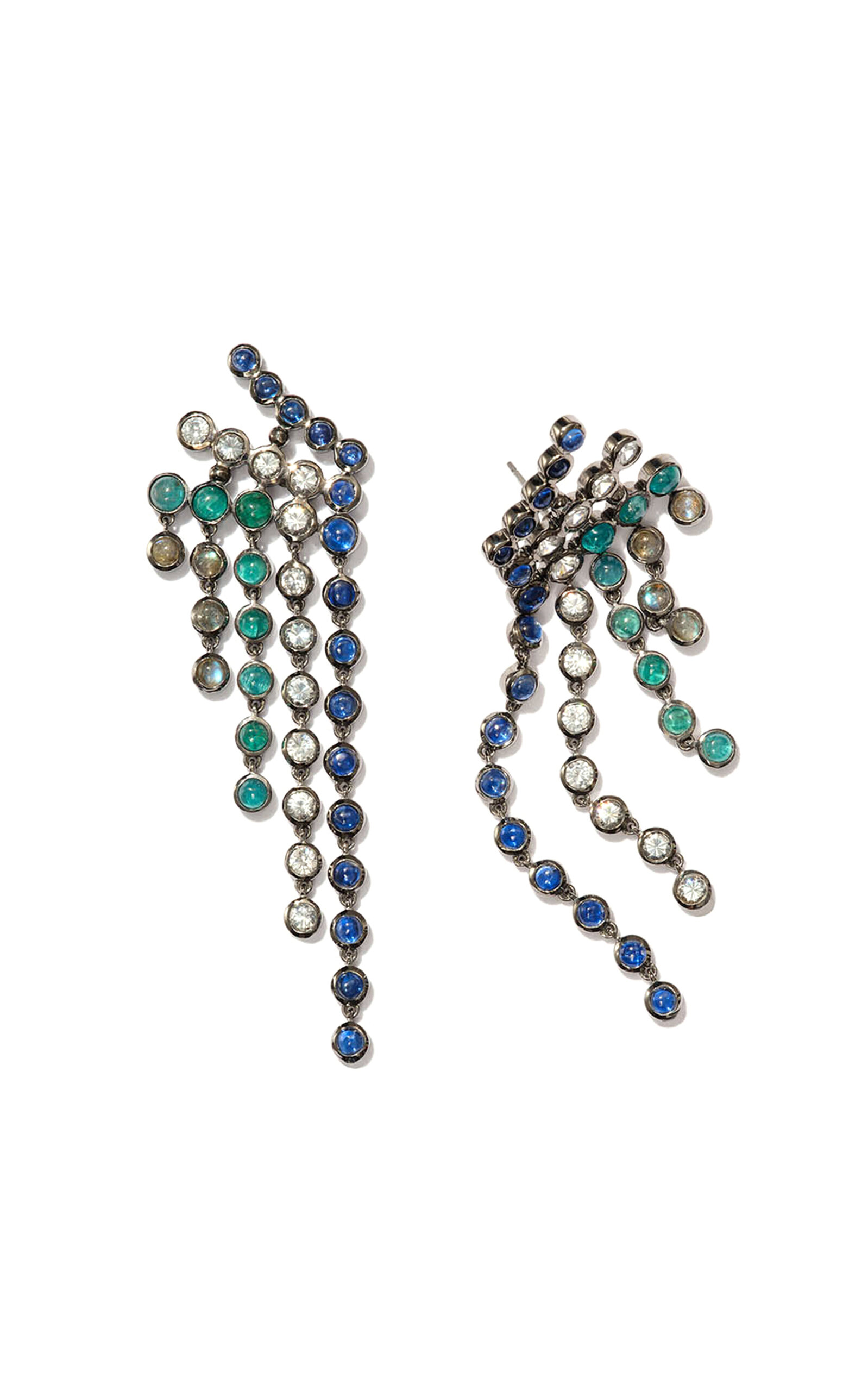 Pixelated Fringes Earrings in  Blue Kyanite