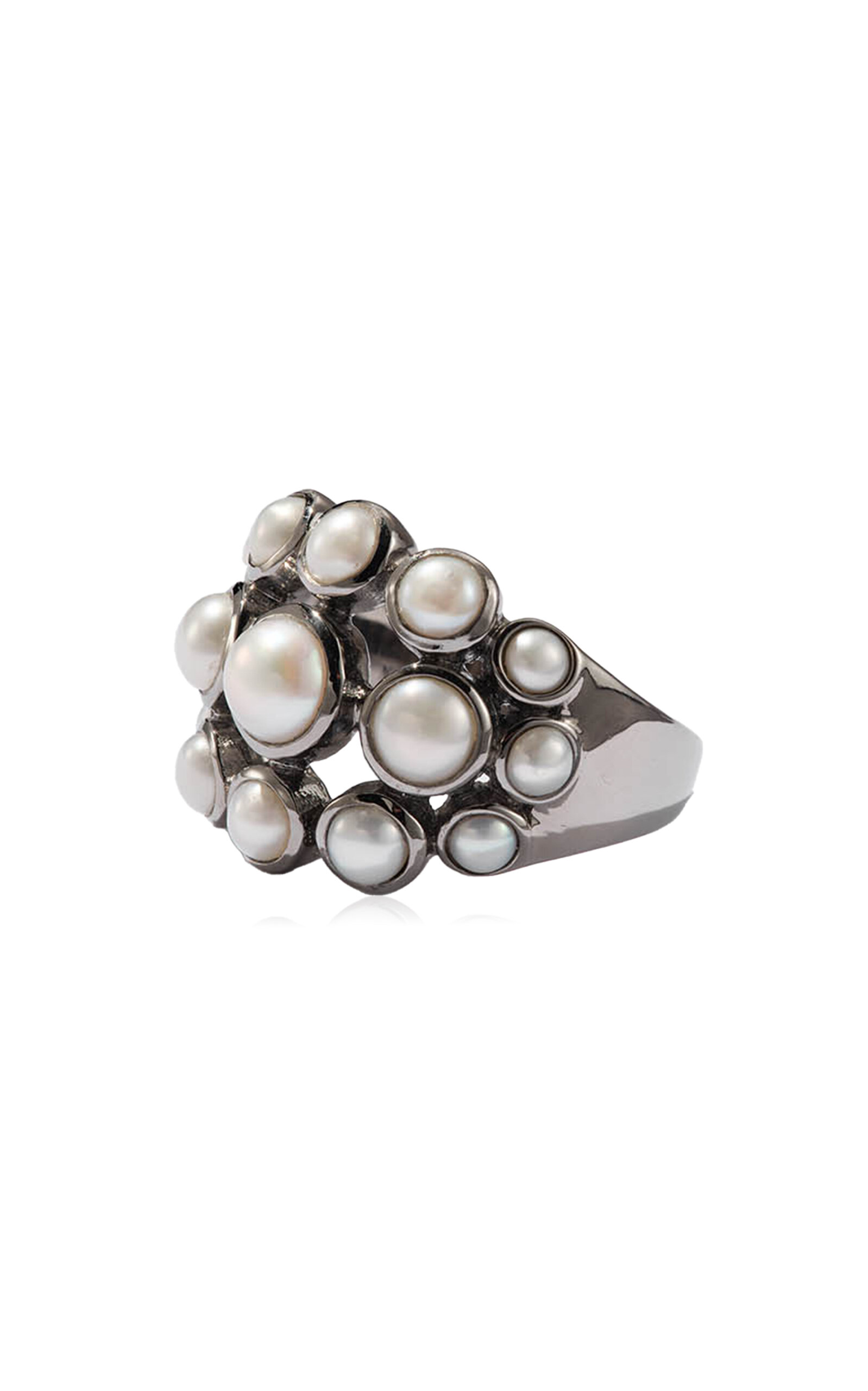 Nakard Dot Dome Ring In Pearl In White