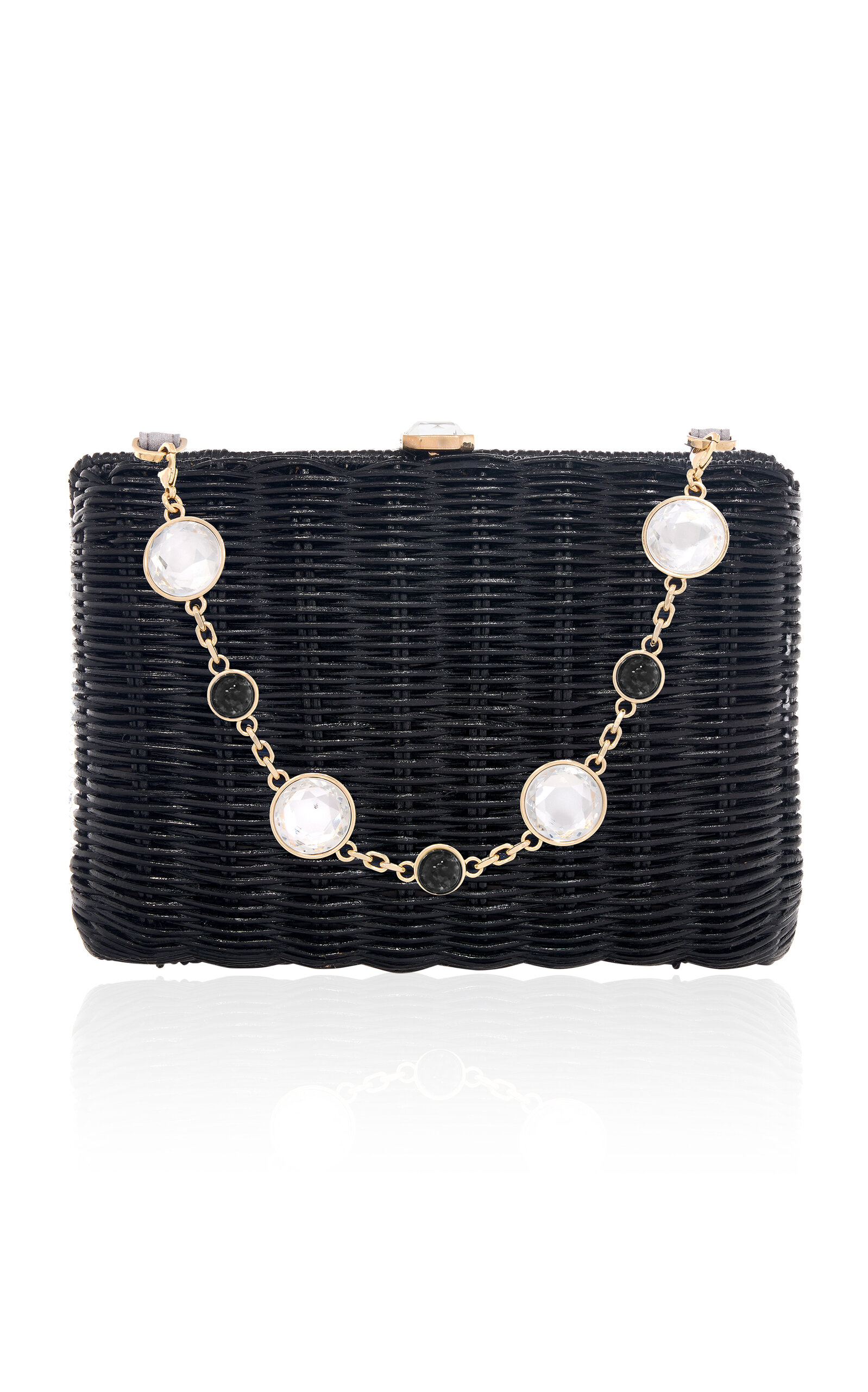 Judith Leiber Couture Hailey Stone-Embellished Rattan Clutch - Black - OS
