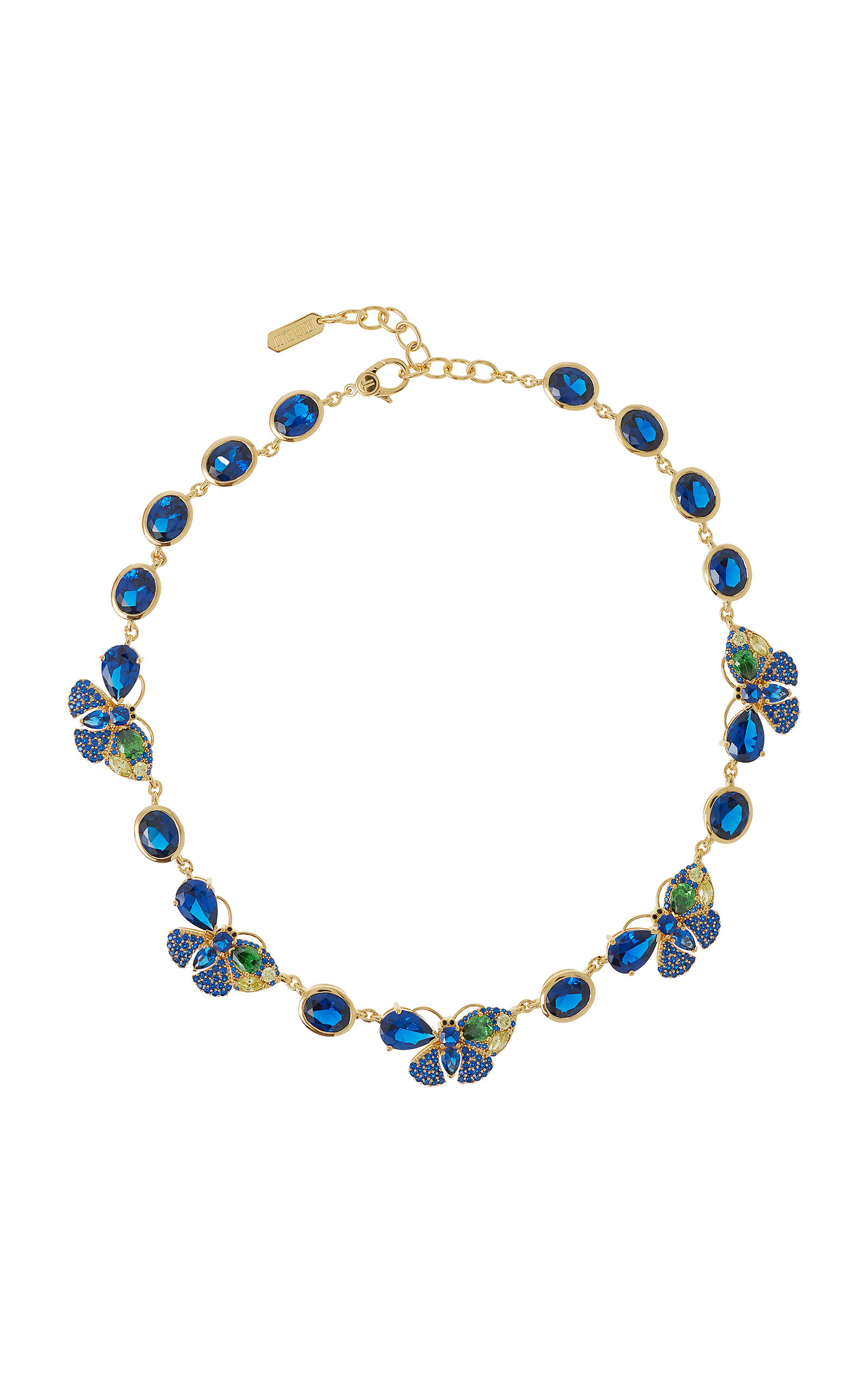 Judith Leiber Butterfly Gem 14k Gold-plated Necklace In Blue
