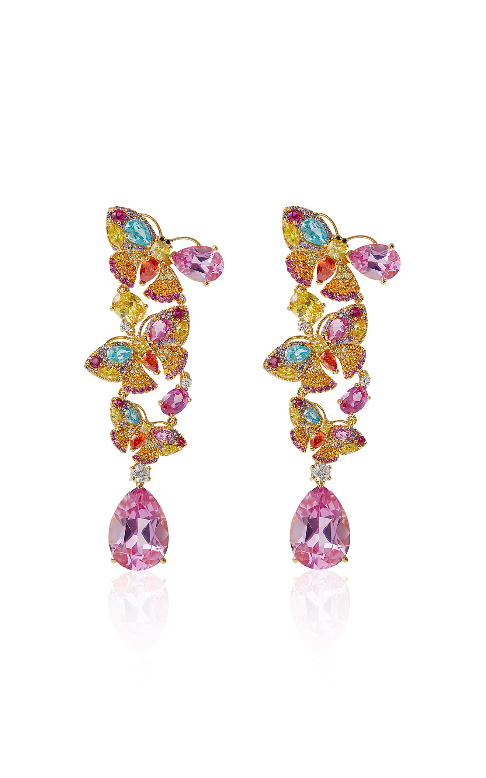 Butterfly Gem 14k Gold-Plated Chandelier Earrings