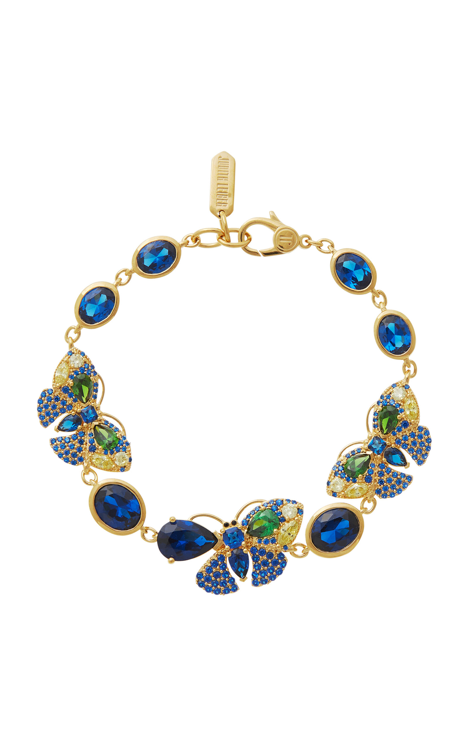 Judith Leiber Butterfly Gem 14k Gold-plated Bracelet In Blue