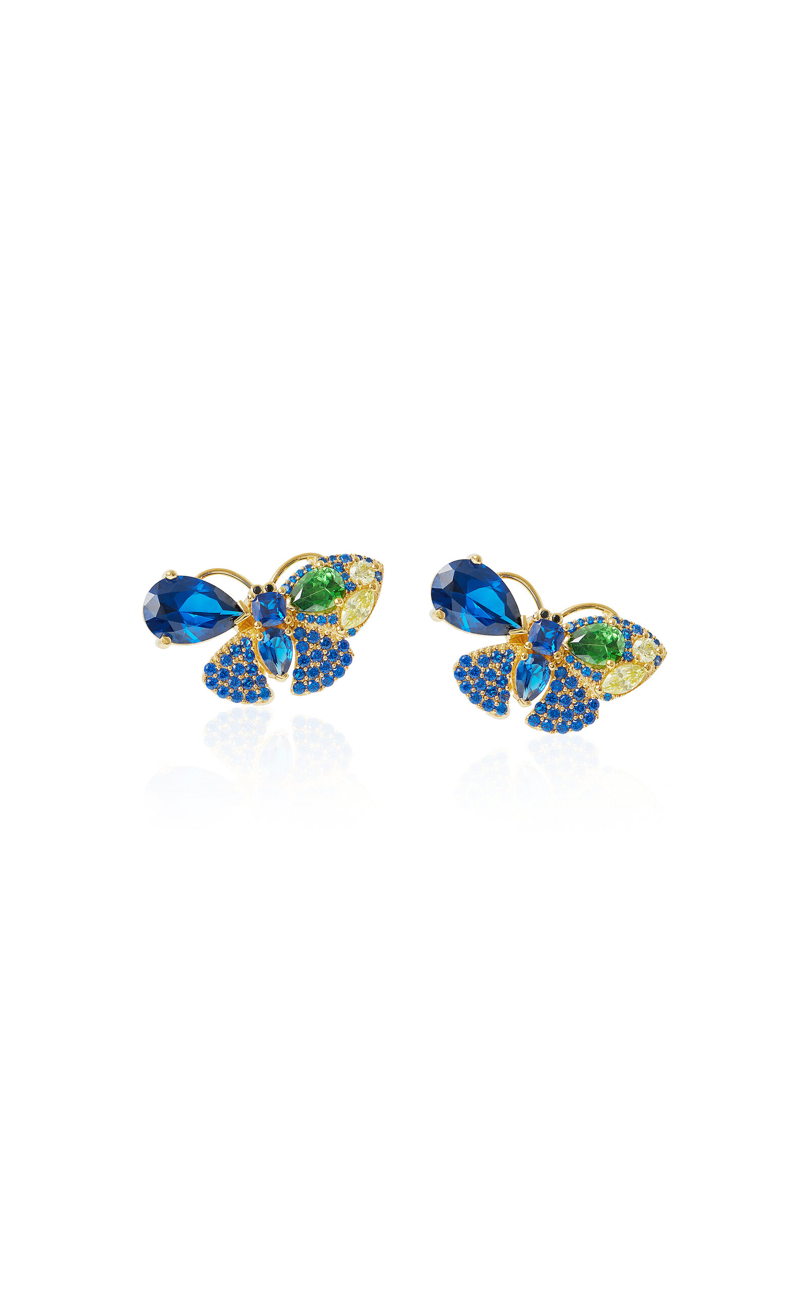Judith Leiber Butterfly Gem 14k Gold-plated Stud Earrings In Blue