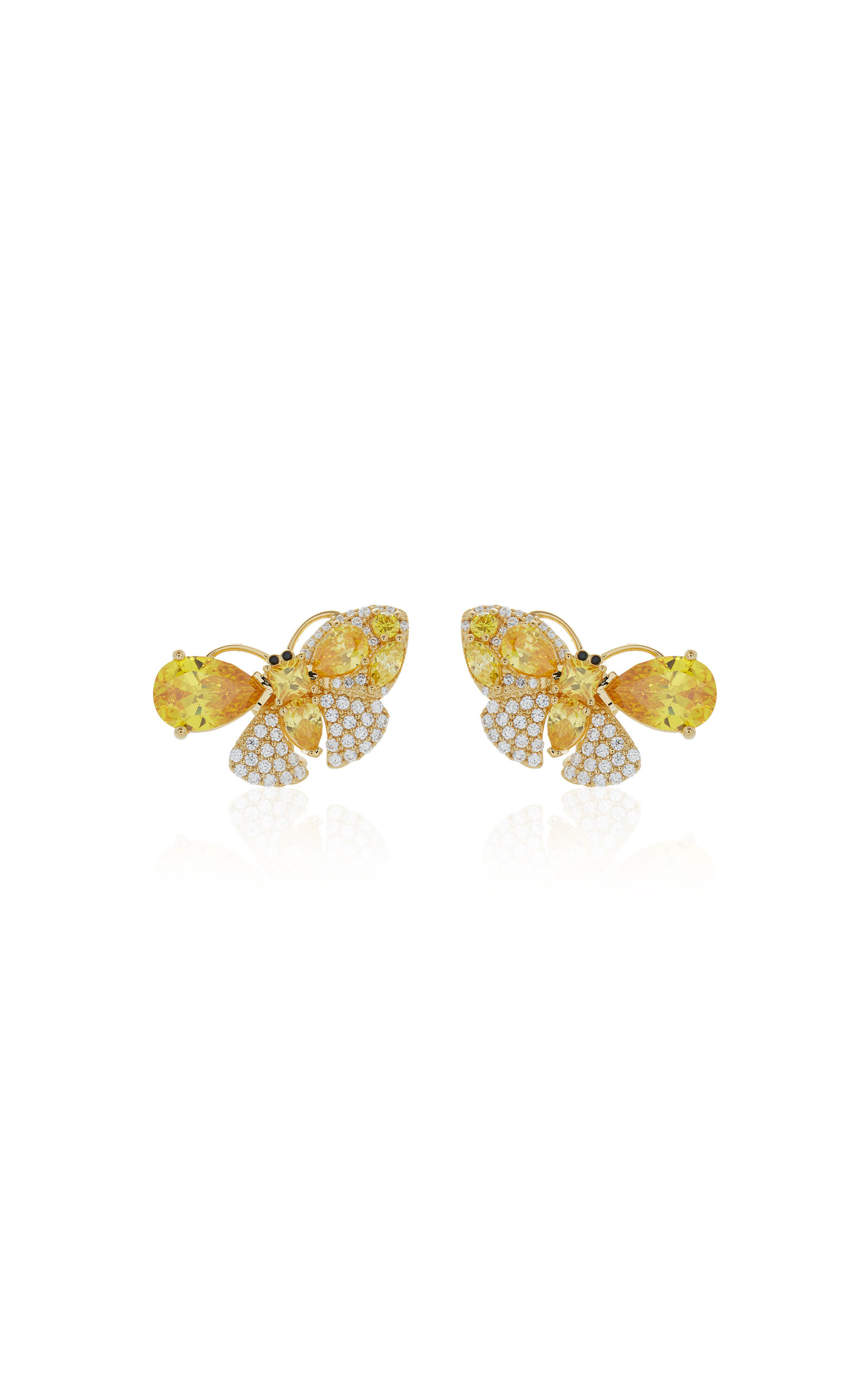 Judith Leiber Butterfly Gem 14k Gold-plated Stud Earrings In Yellow