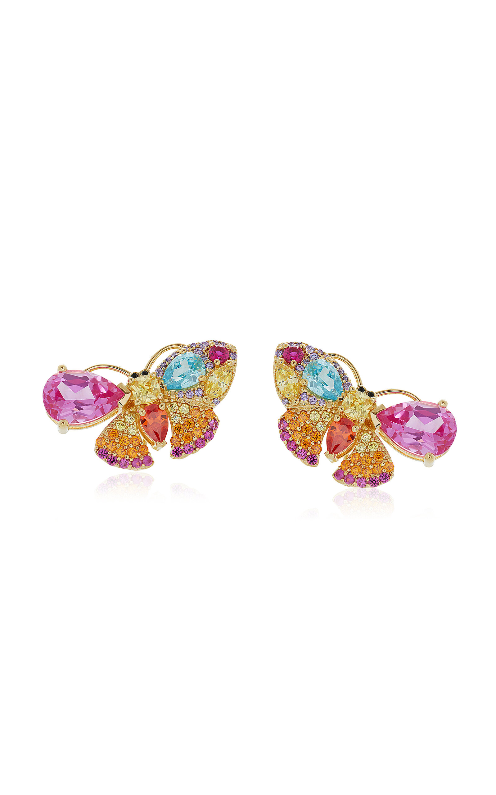 Judith Leiber Butterfly Gem 14k Gold-plated Stud Earrings In Multi