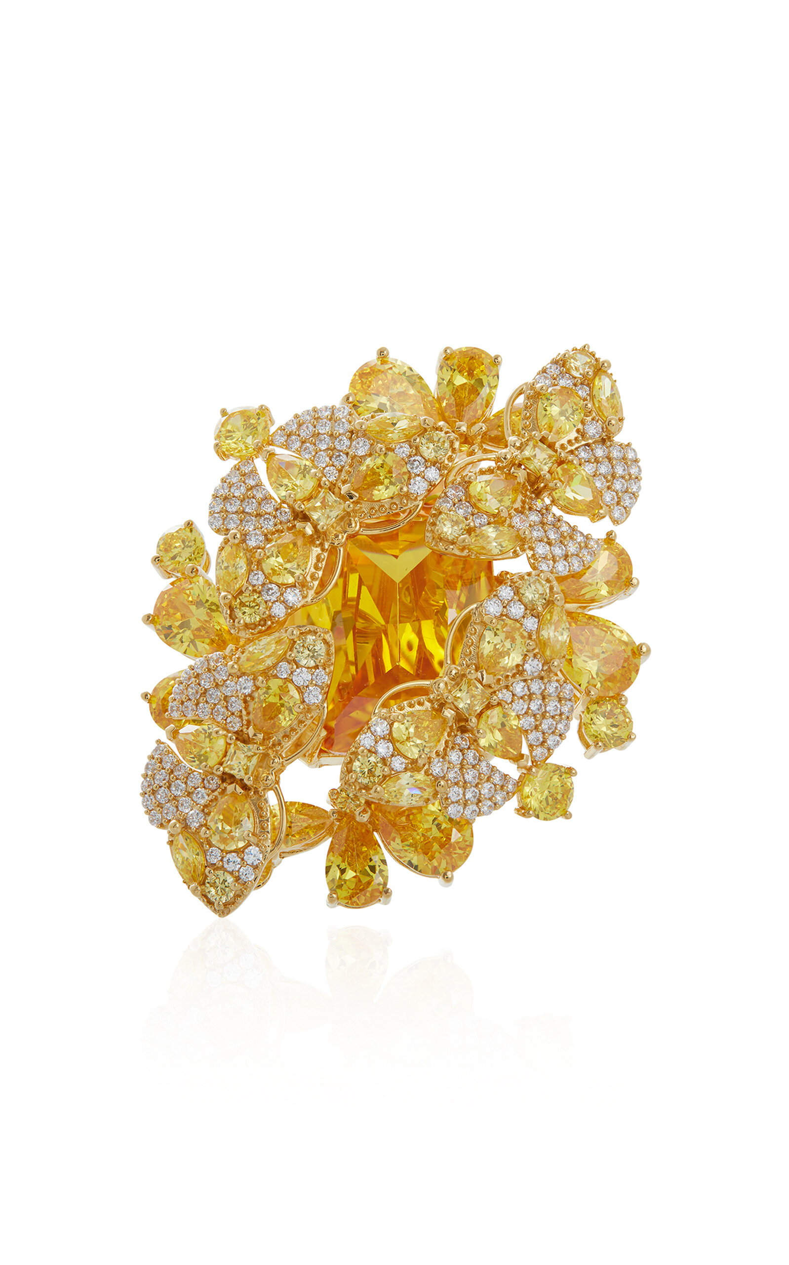 Judith Leiber Butterfly Gem 14k Gold-plated Halo Ring In Yellow