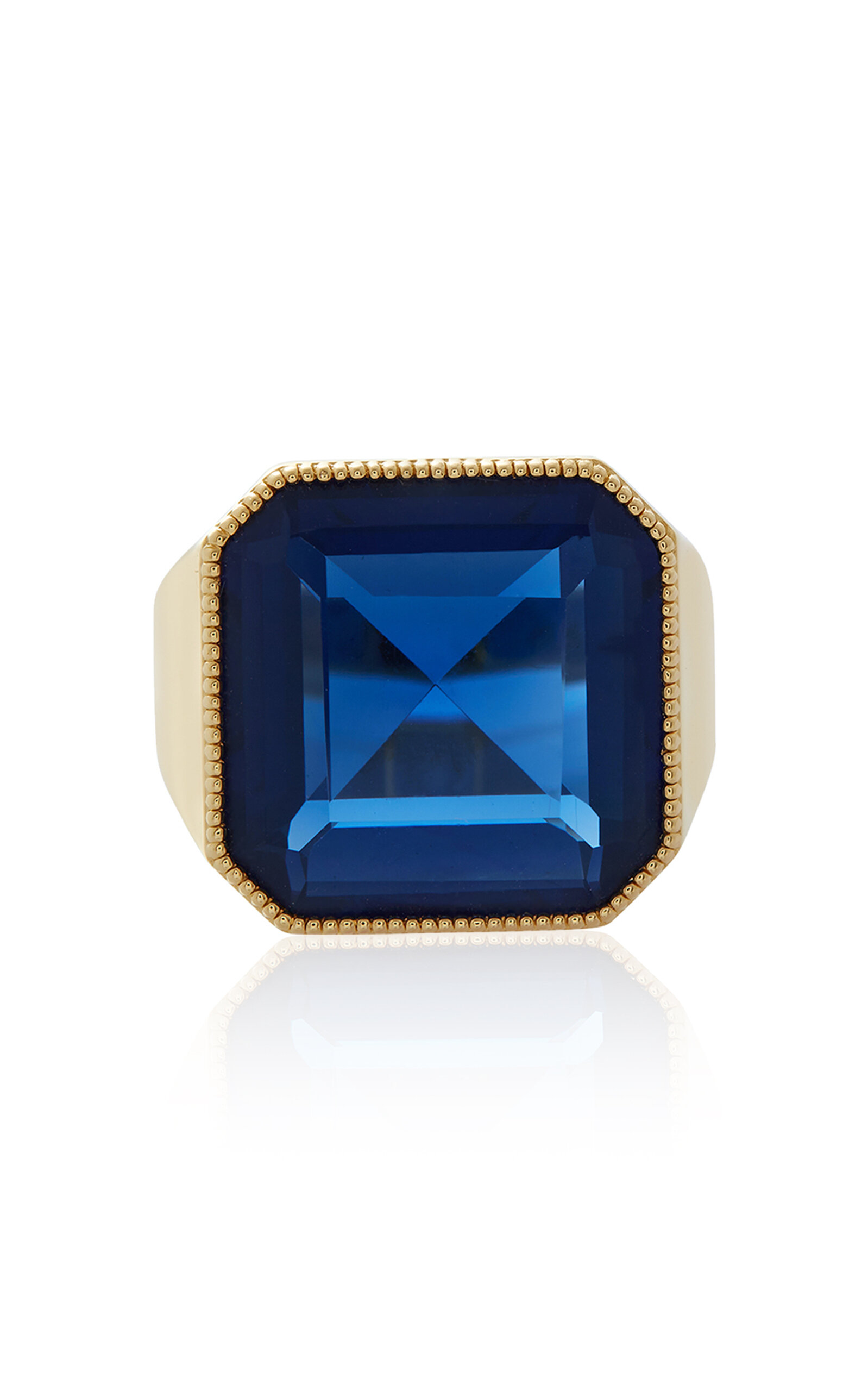 Judith Leiber Gem 14k Gold-plated Signet Ring In Blue