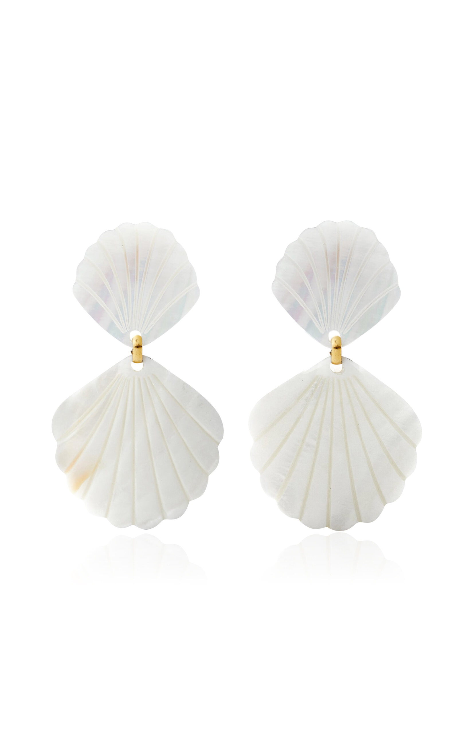 Shop Brinker & Eliza Caspia Mother-of-pearl Earrings In Gold