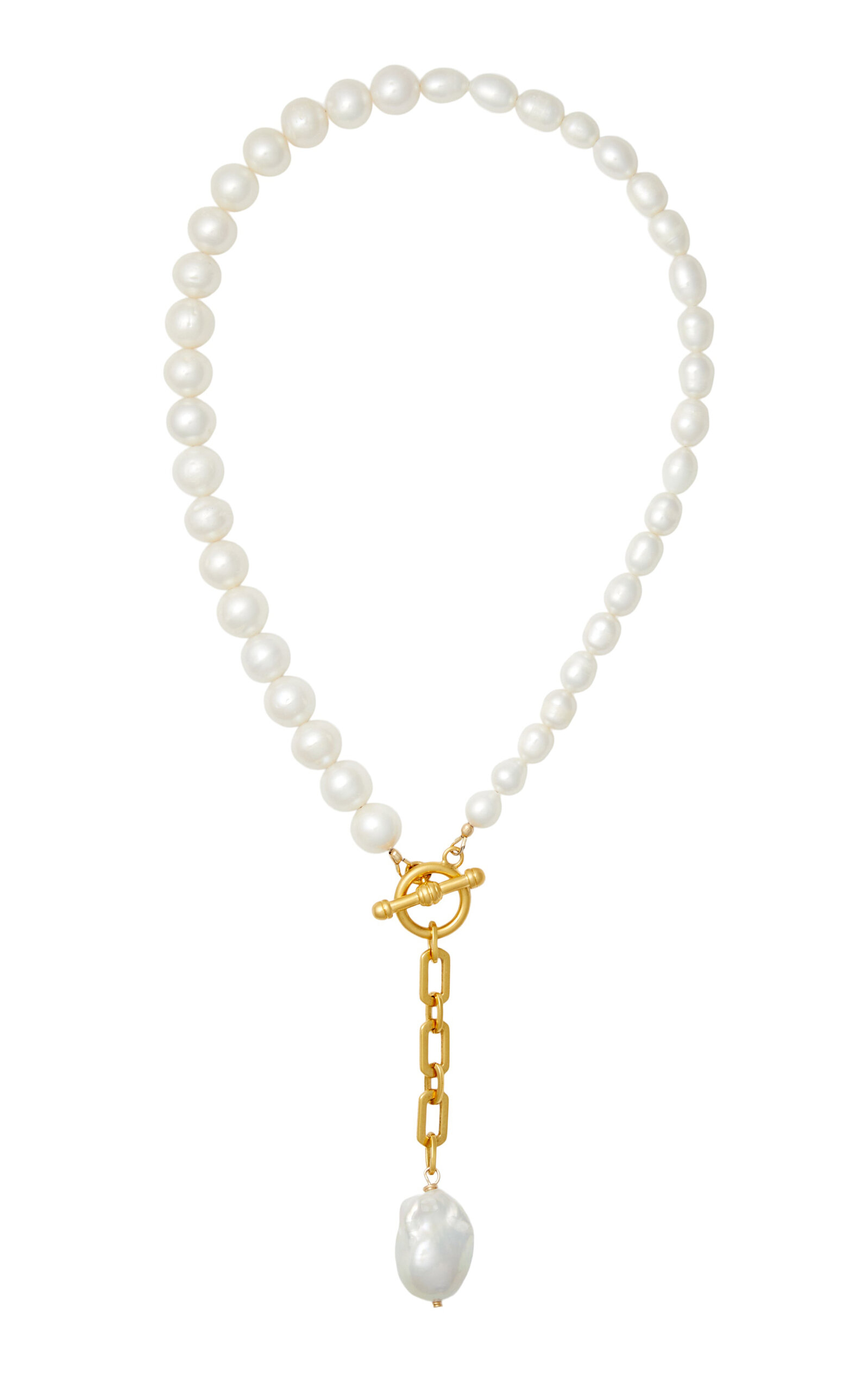 Shop Brinker & Eliza Ethereal Pearl Lariat Necklace In Gold