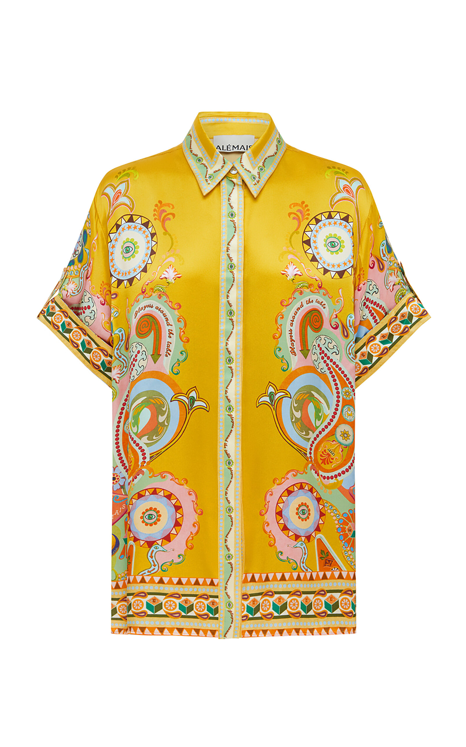 Alemais Pinball Printed Silk Satin Shirt In Multi