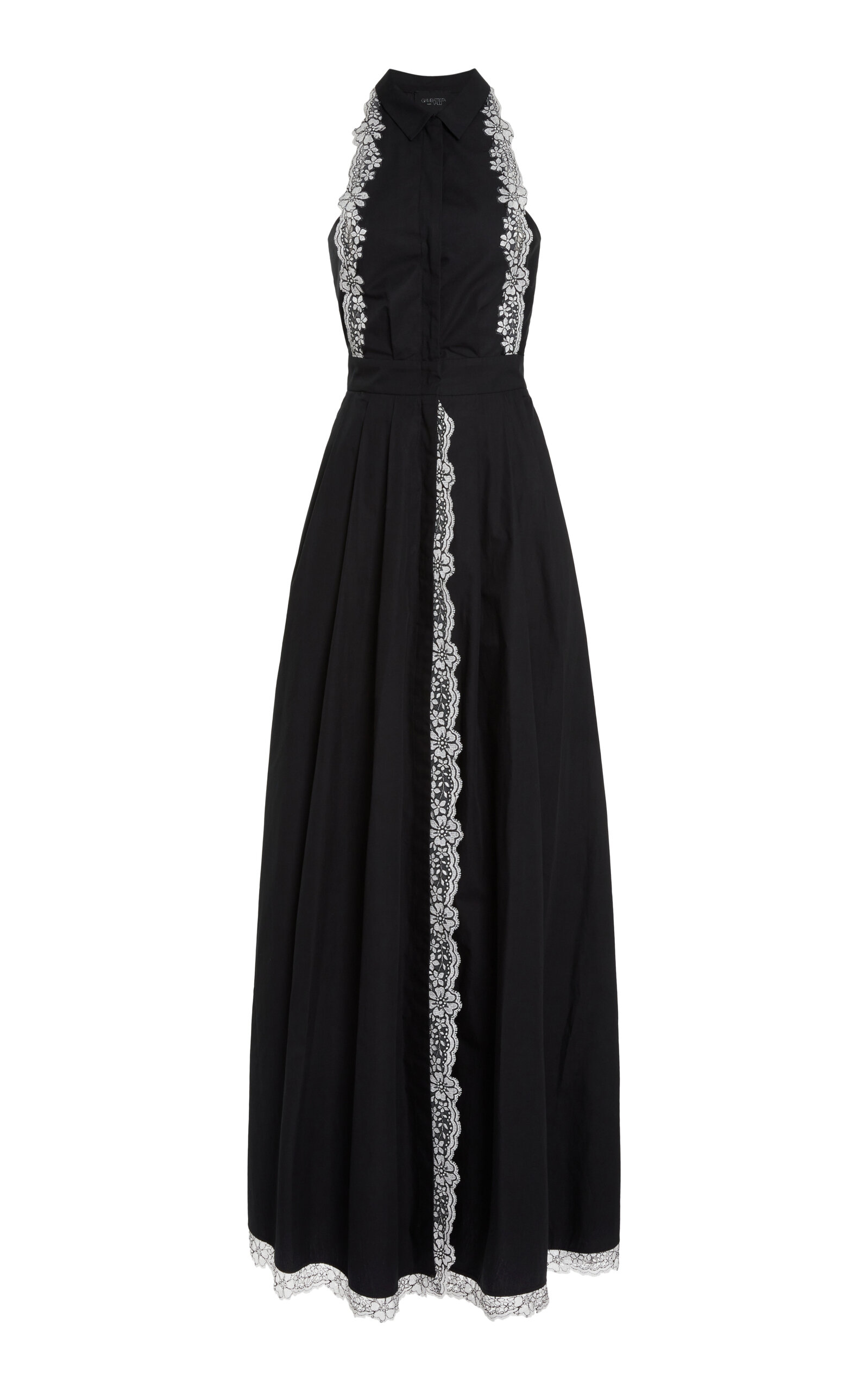 Giambattista Valli Lace-trimmed Cotton Maxi Shirt Dress In Black