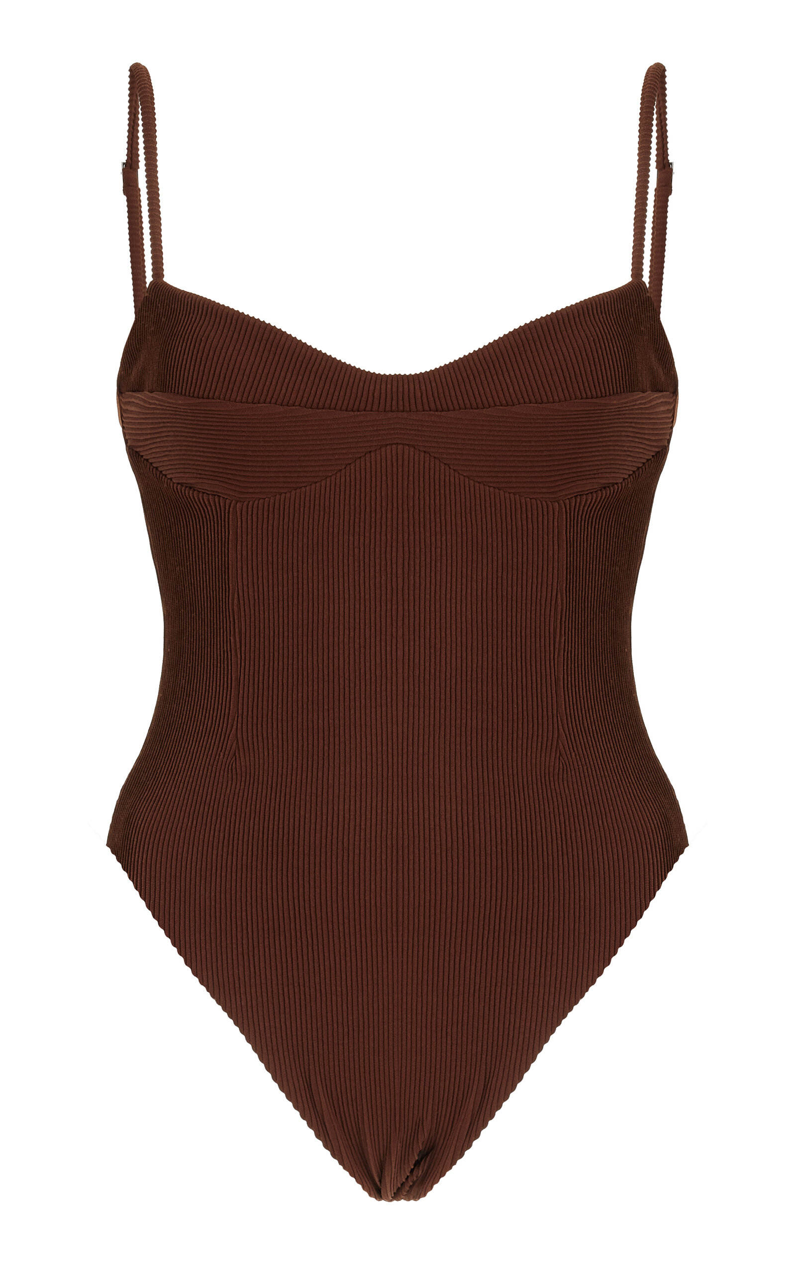 Haight Monica Ribbed One-piece Swimsuit In Brown