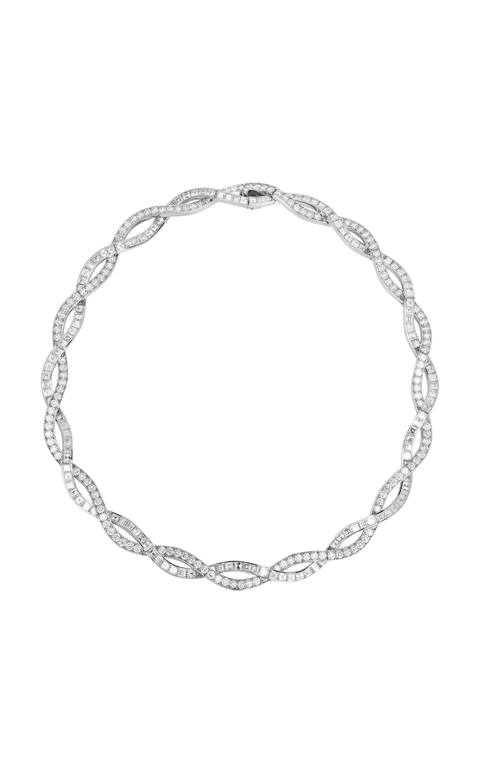 Cicada Platinum All-diamond Twist Necklace In Metallic