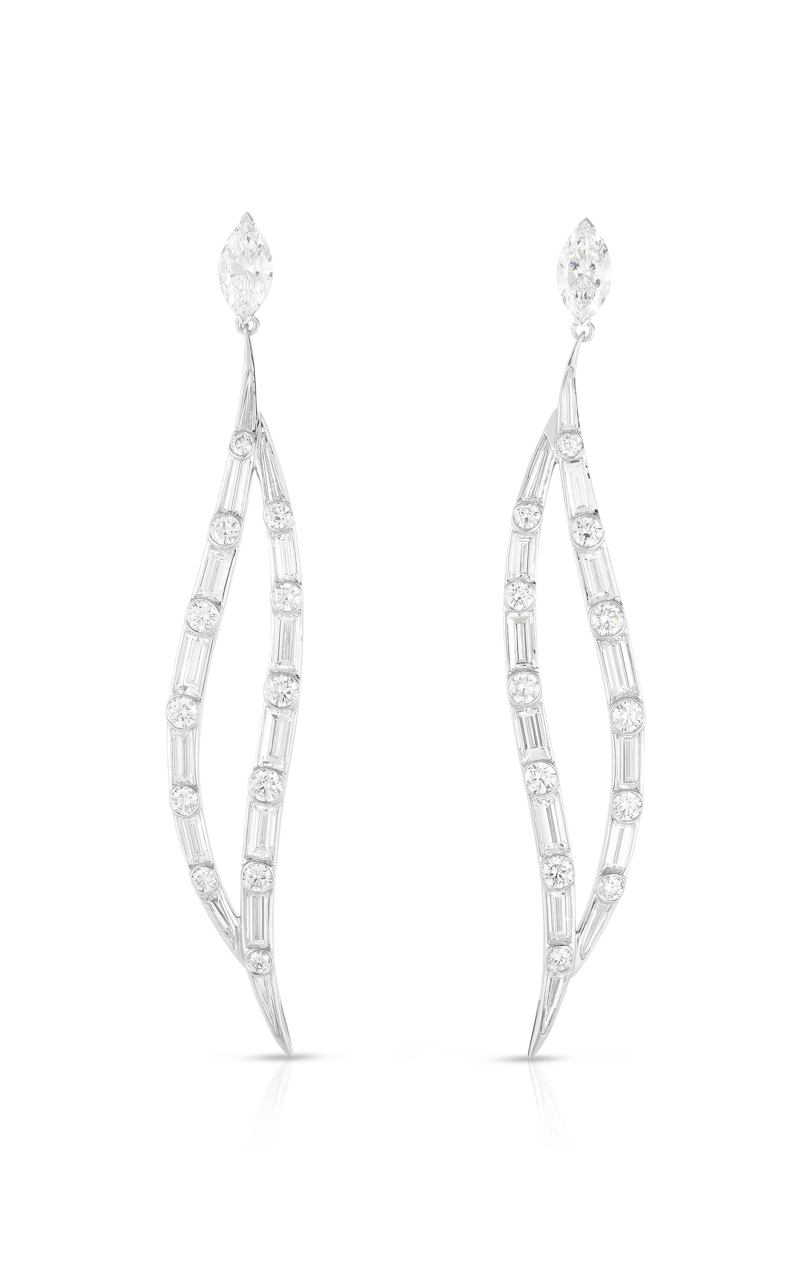 Platinum  Diamond Leaf Earrings