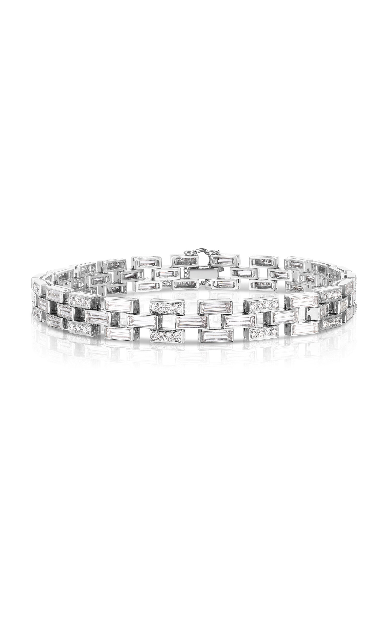 Cicada Platinum  Diamond Baguette Bracelet In Metallic