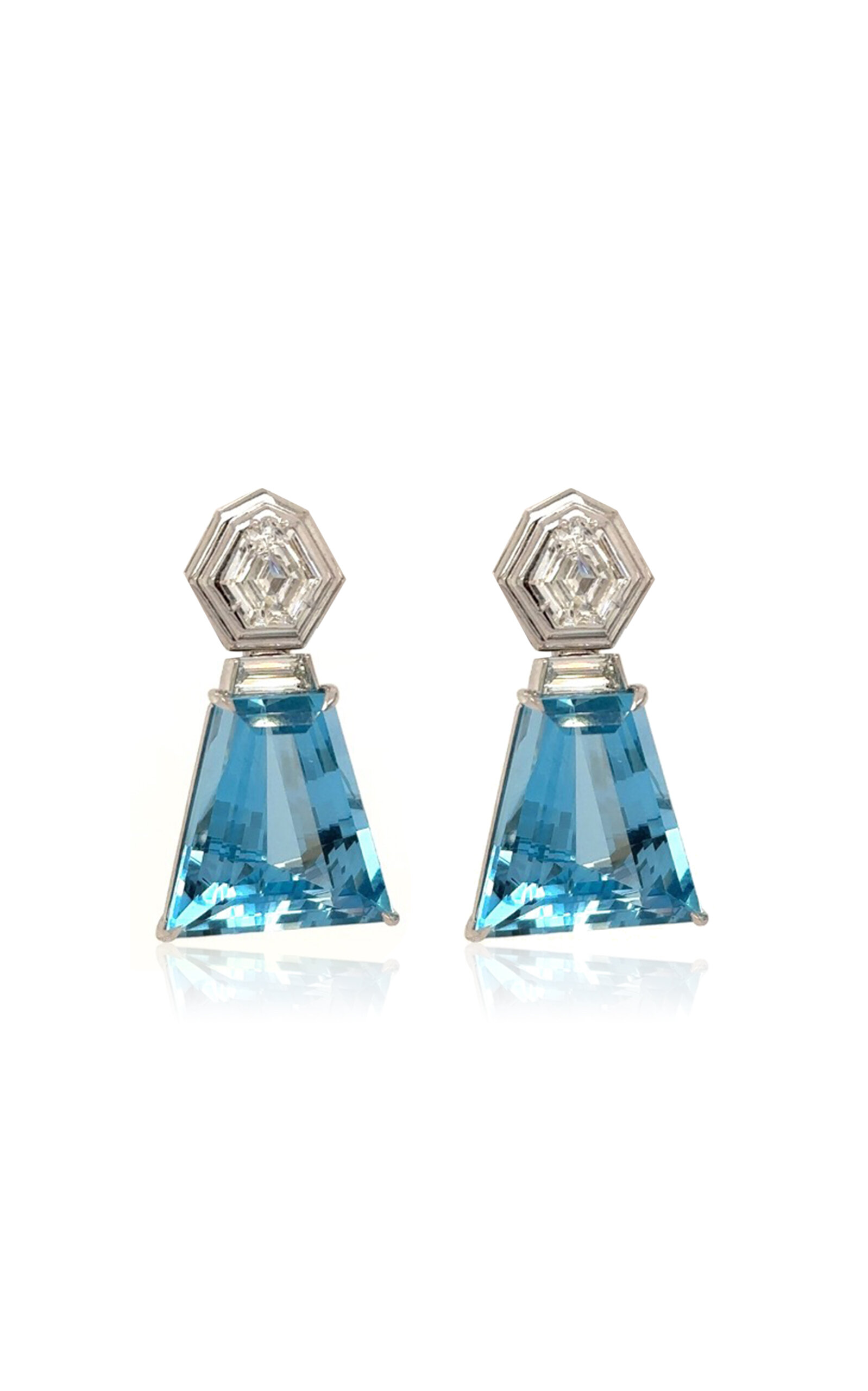 Shop Gemella Jewels Platinum One Of A Kind Diamond & Aquamarine Earrings In Blue